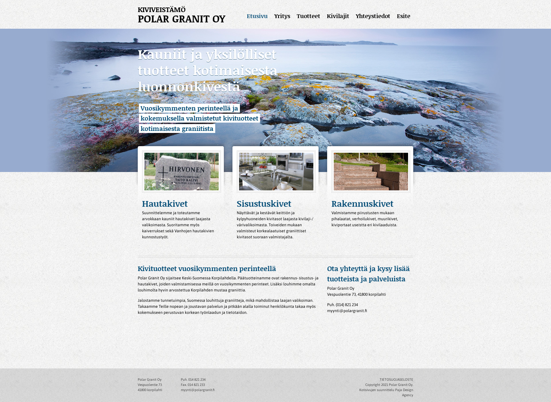 Skärmdump för polargranit.fi