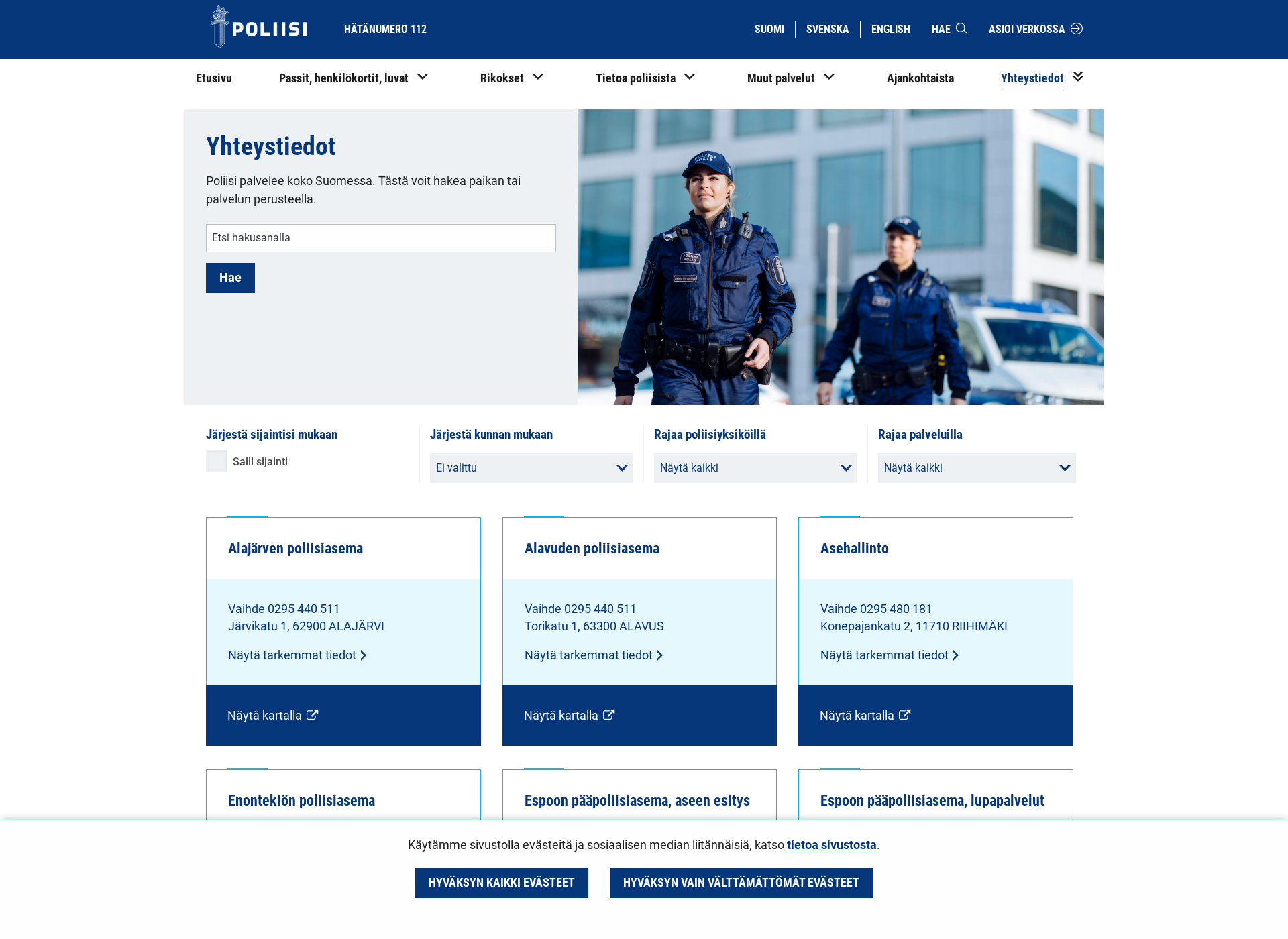 Screenshot for poliisiasema.fi