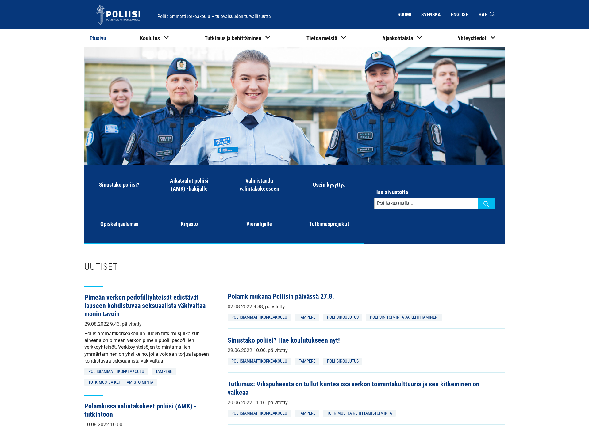 Skärmdump för poliisiksi.fi