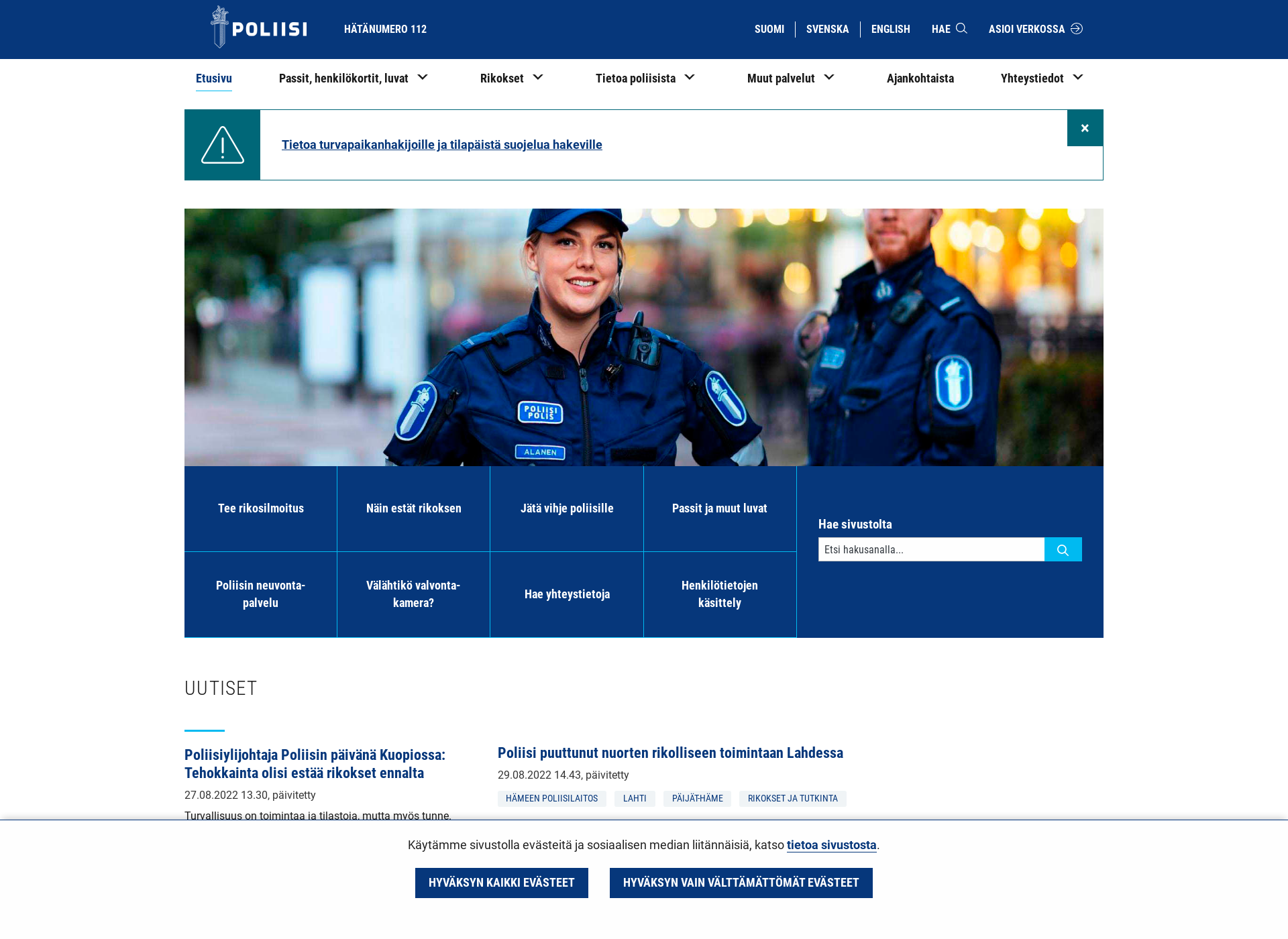 Skärmdump för poliisinpaiva.fi