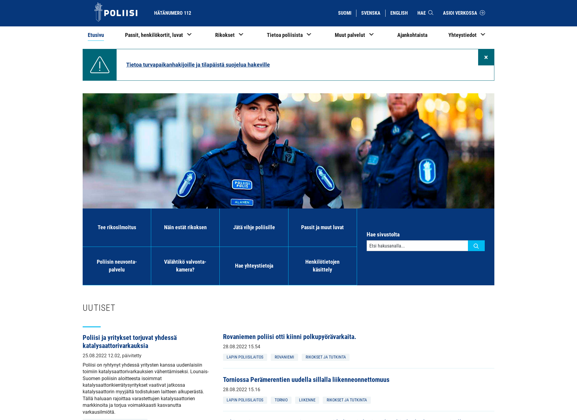 Skärmdump för poliisit.fi
