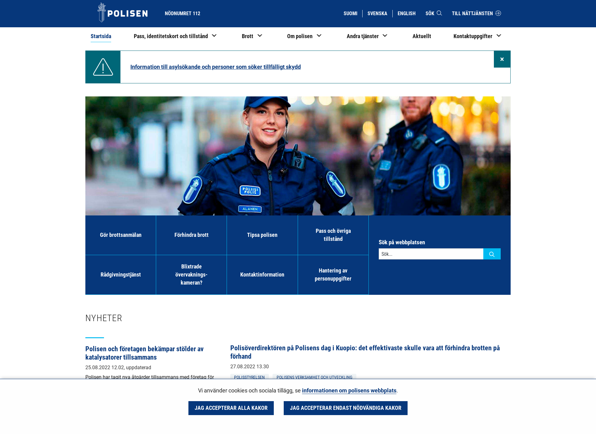 Skärmdump för polisen.fi