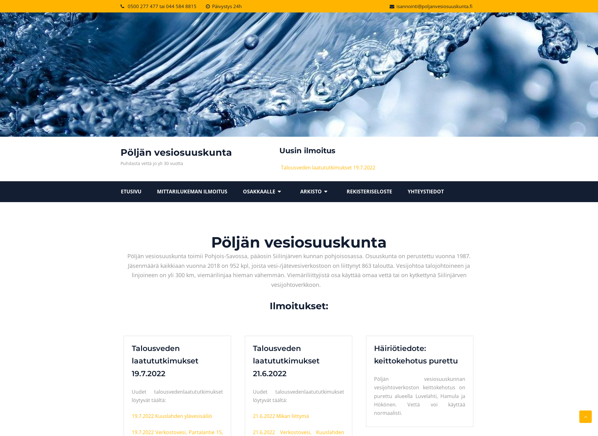 Screenshot for poljanvesiosuuskunta.fi
