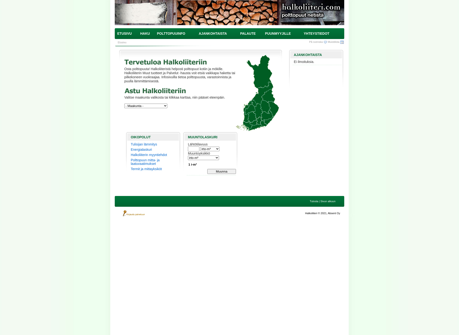 Screenshot for polttopuuporssi.fi