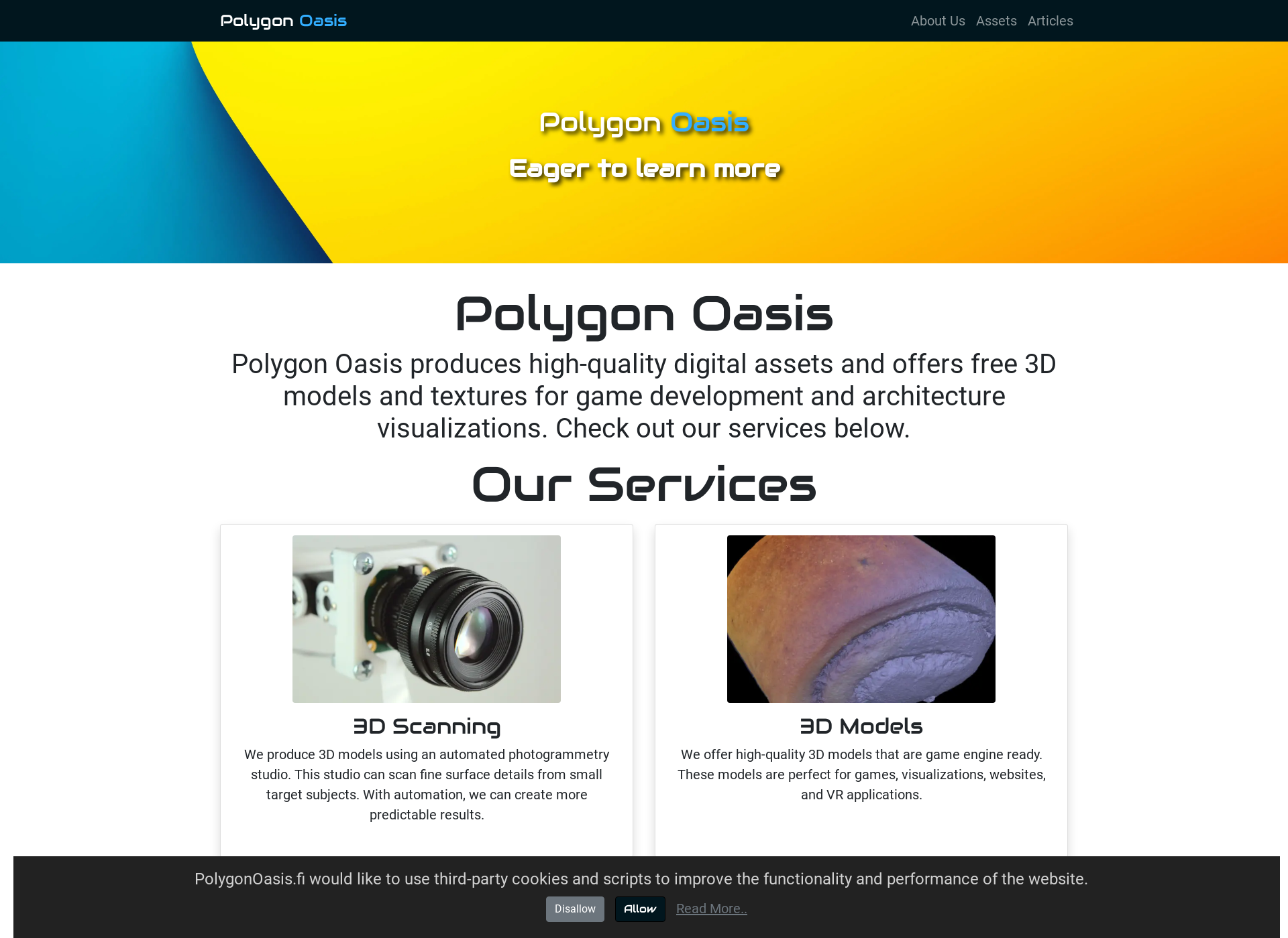 Skärmdump för polygonoasis.fi