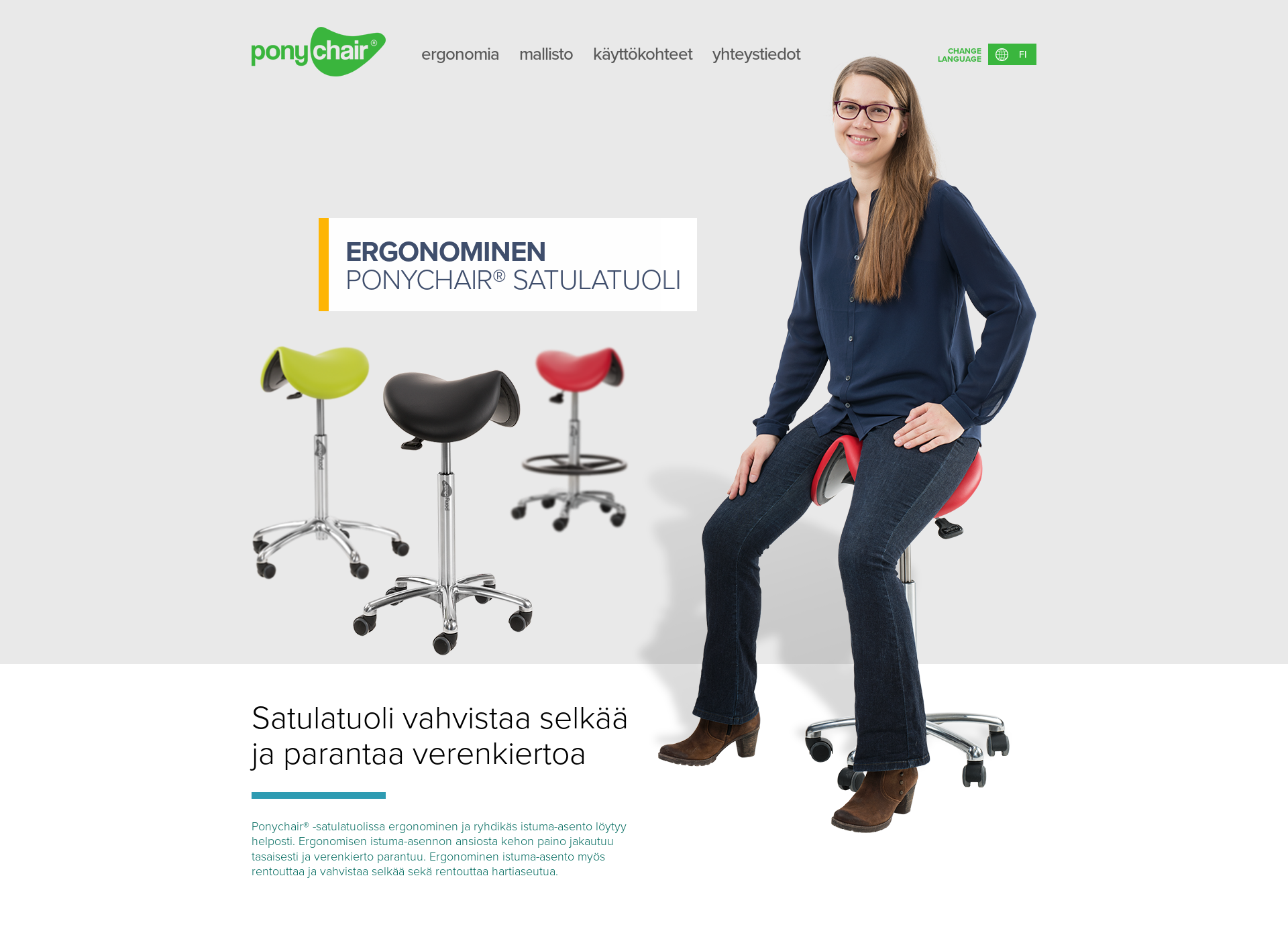 Skärmdump för ponychair.fi