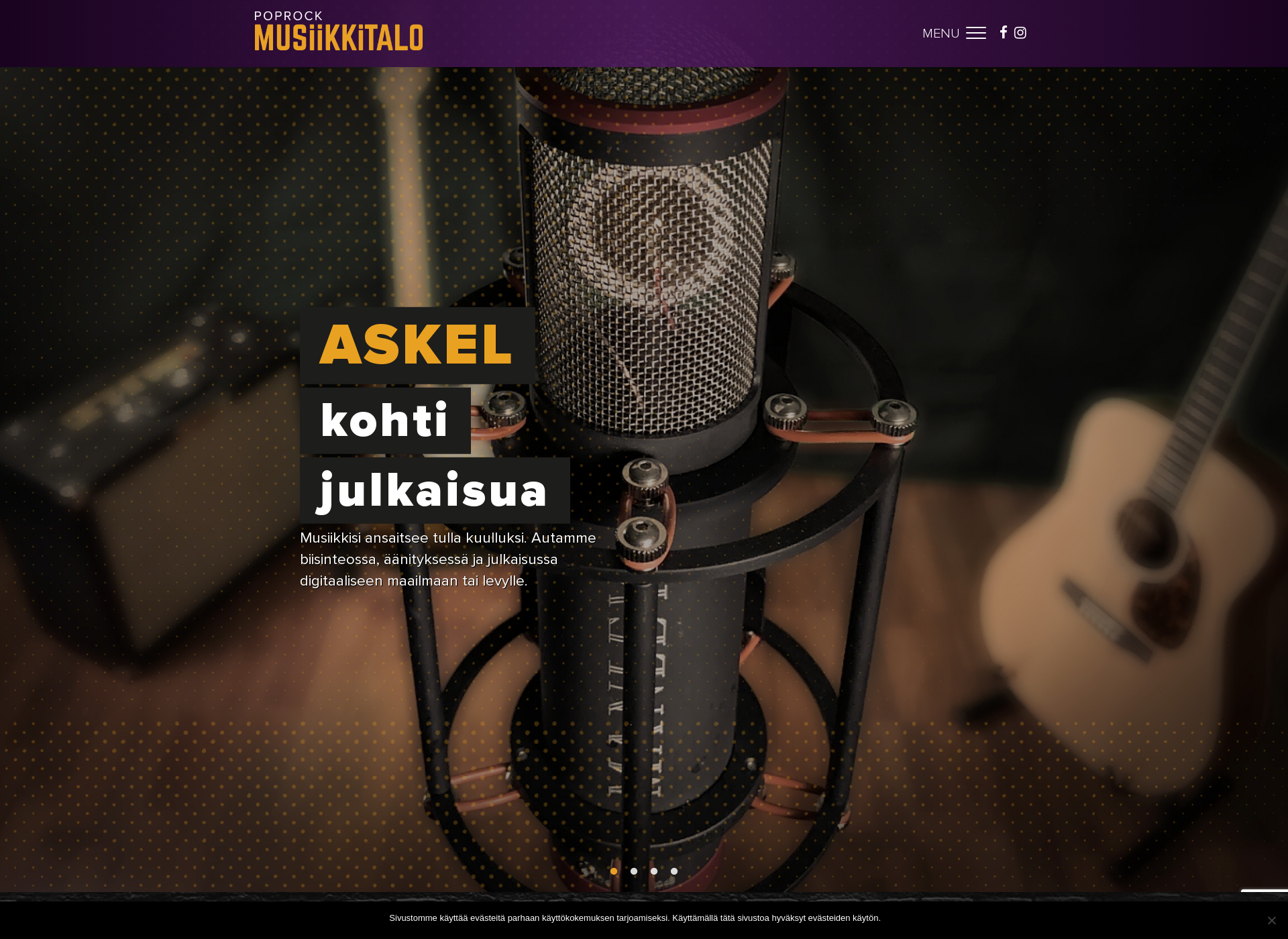 Skärmdump för poprockmusiikkitalo.fi