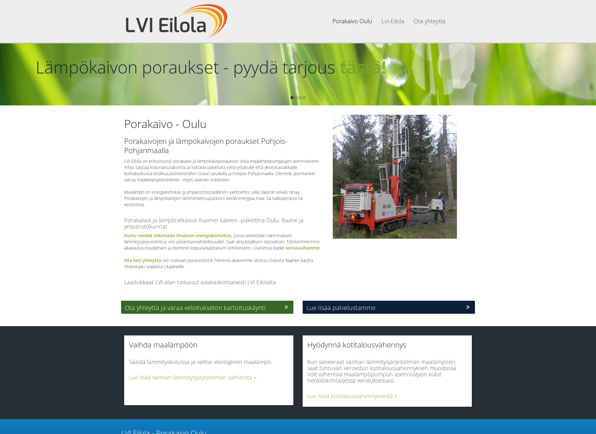 Skärmdump för porakaivooulu.fi