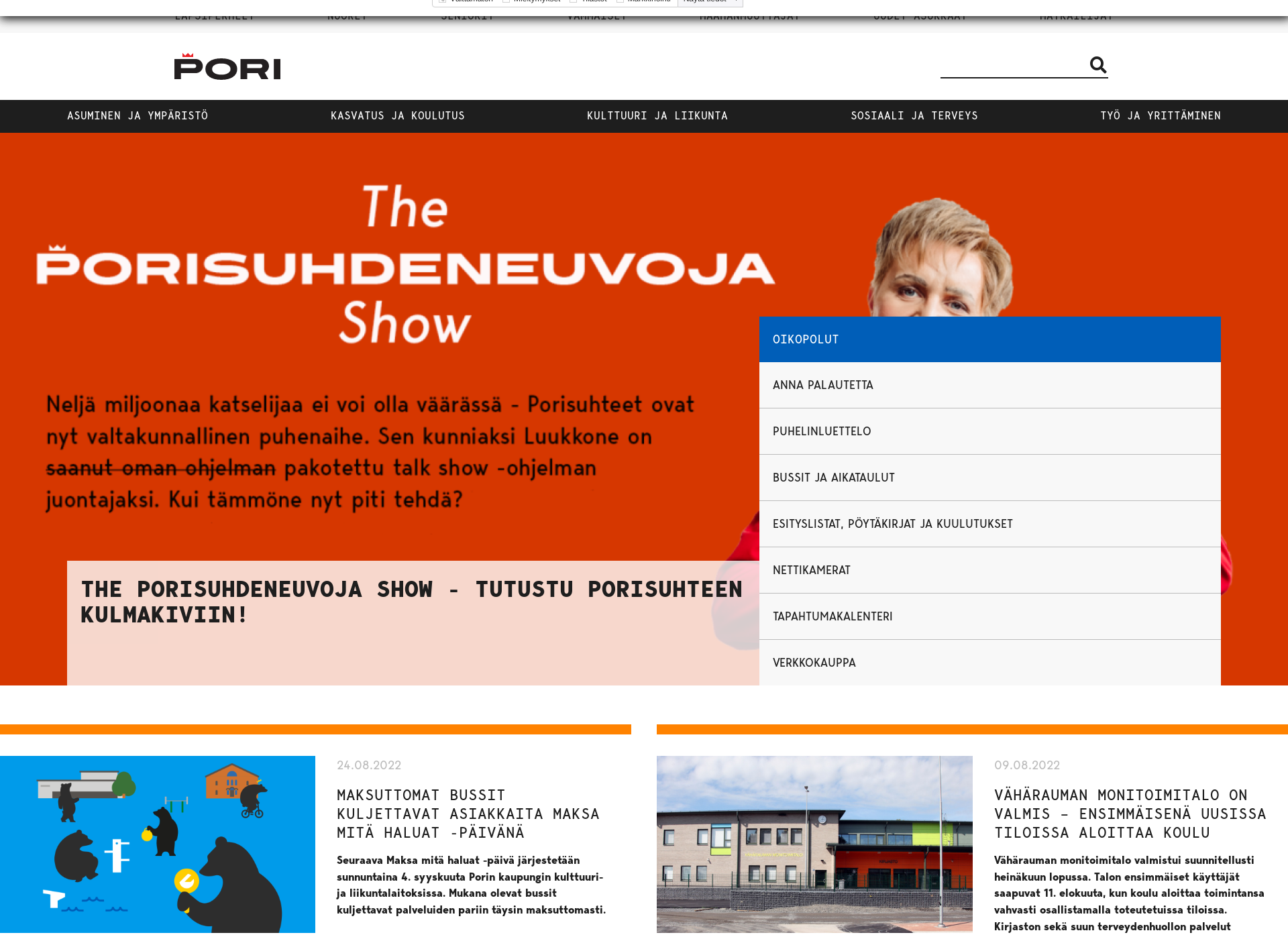 Screenshot for pori.fi