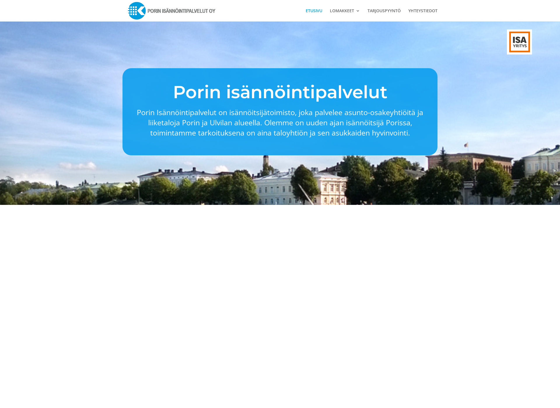 Skärmdump för porinisannointipalvelut.fi