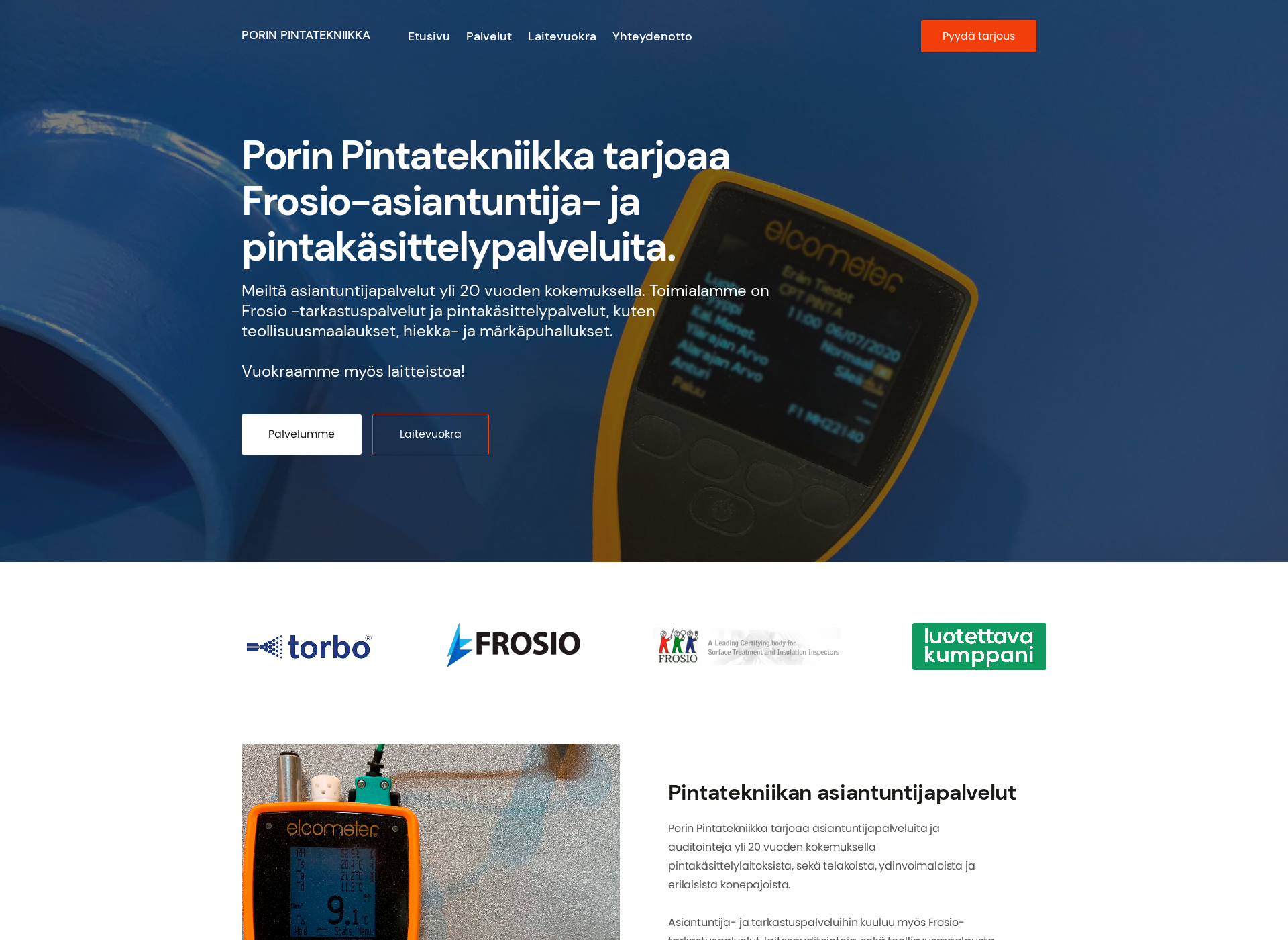 Skärmdump för porinpintatekniikka.fi