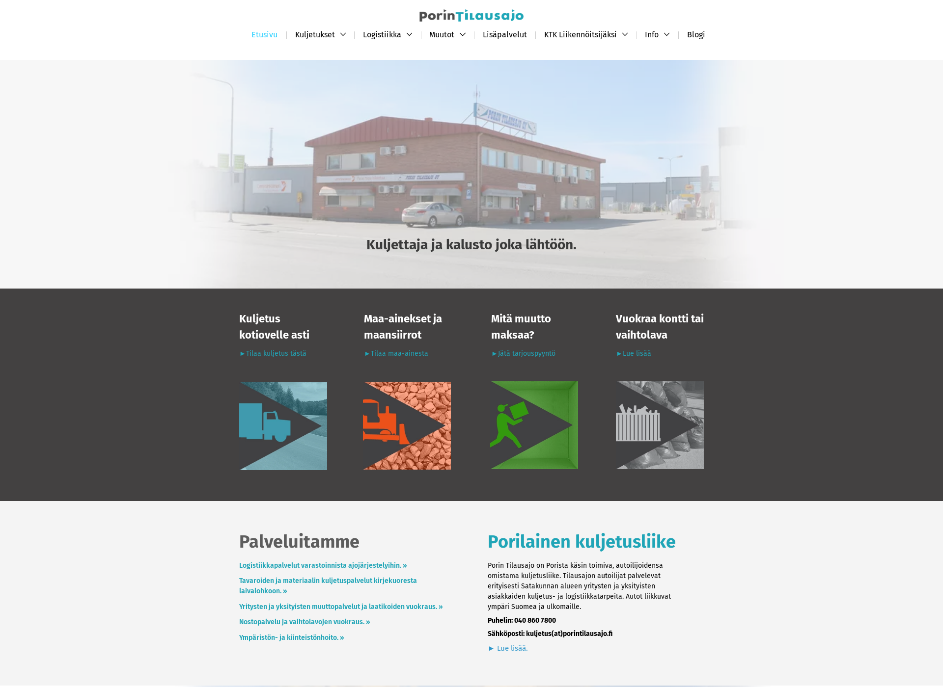 Skärmdump för porintilausajo.fi