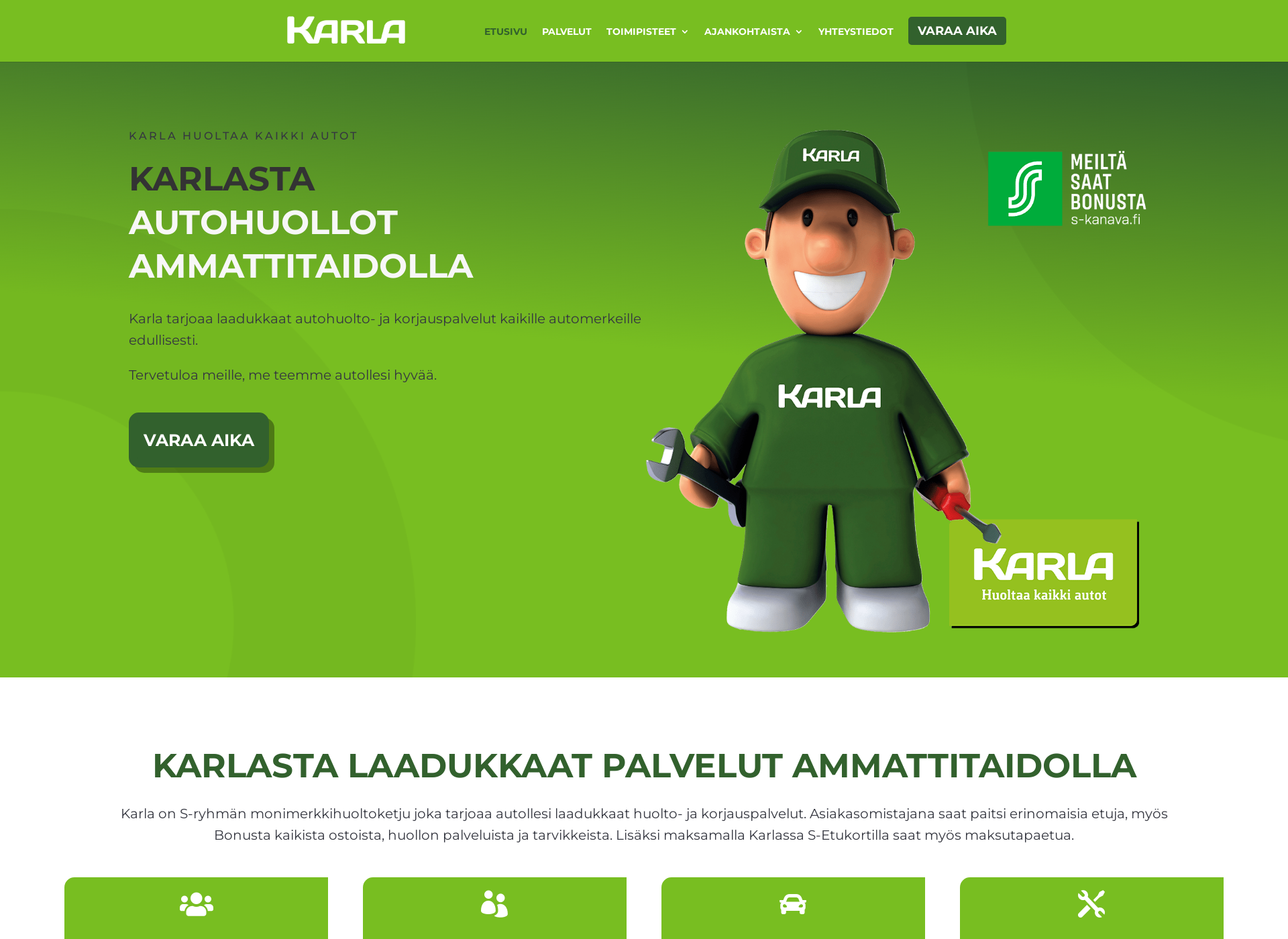 Skärmdump för porinykkoshuolto.fi