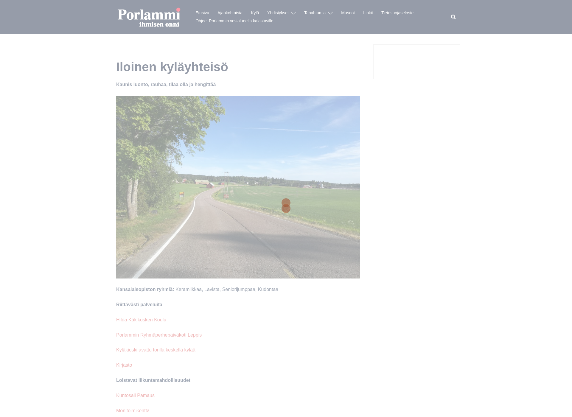 Skärmdump för porlammi.fi