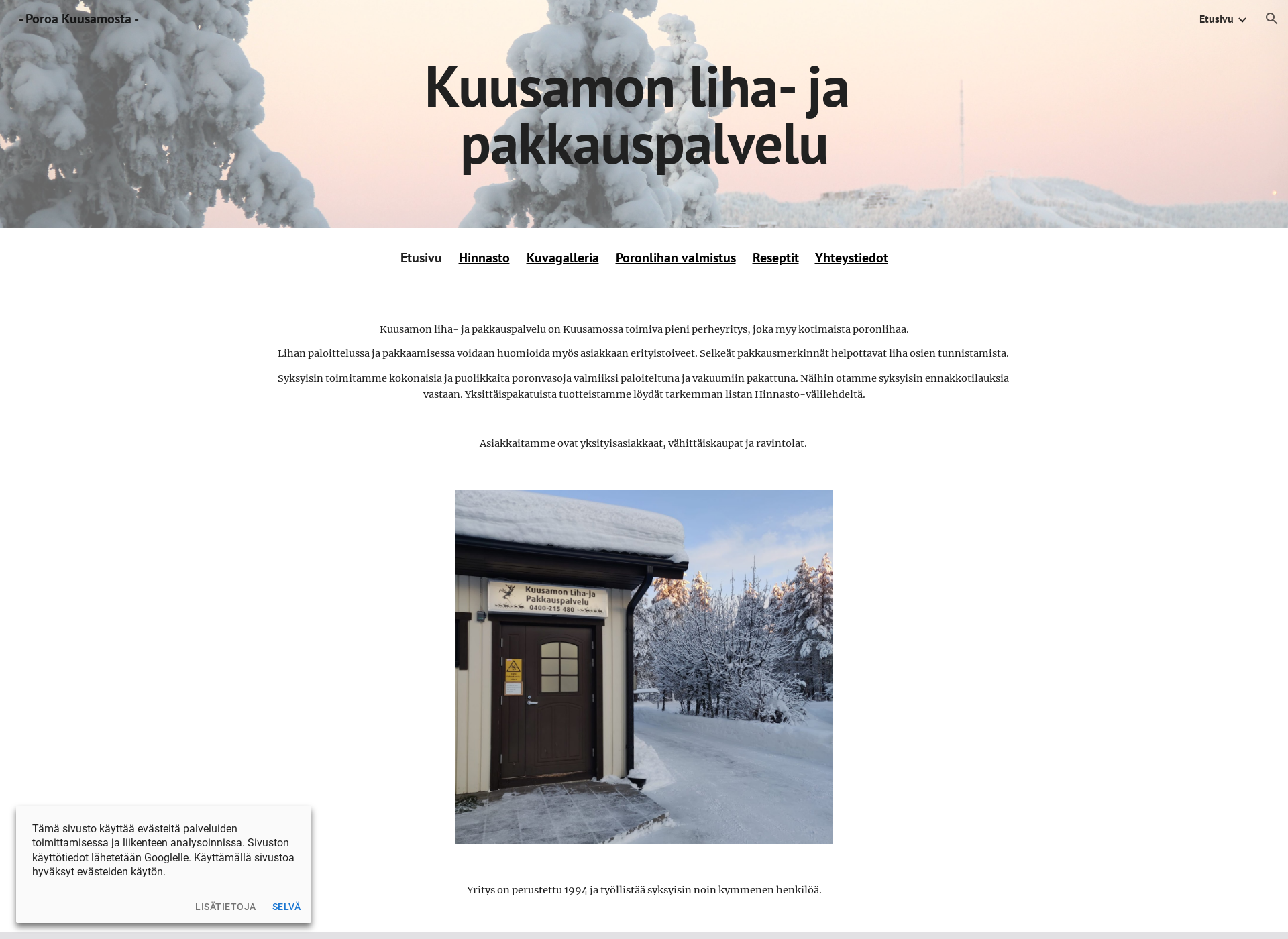 Skärmdump för poroakuusamosta.fi