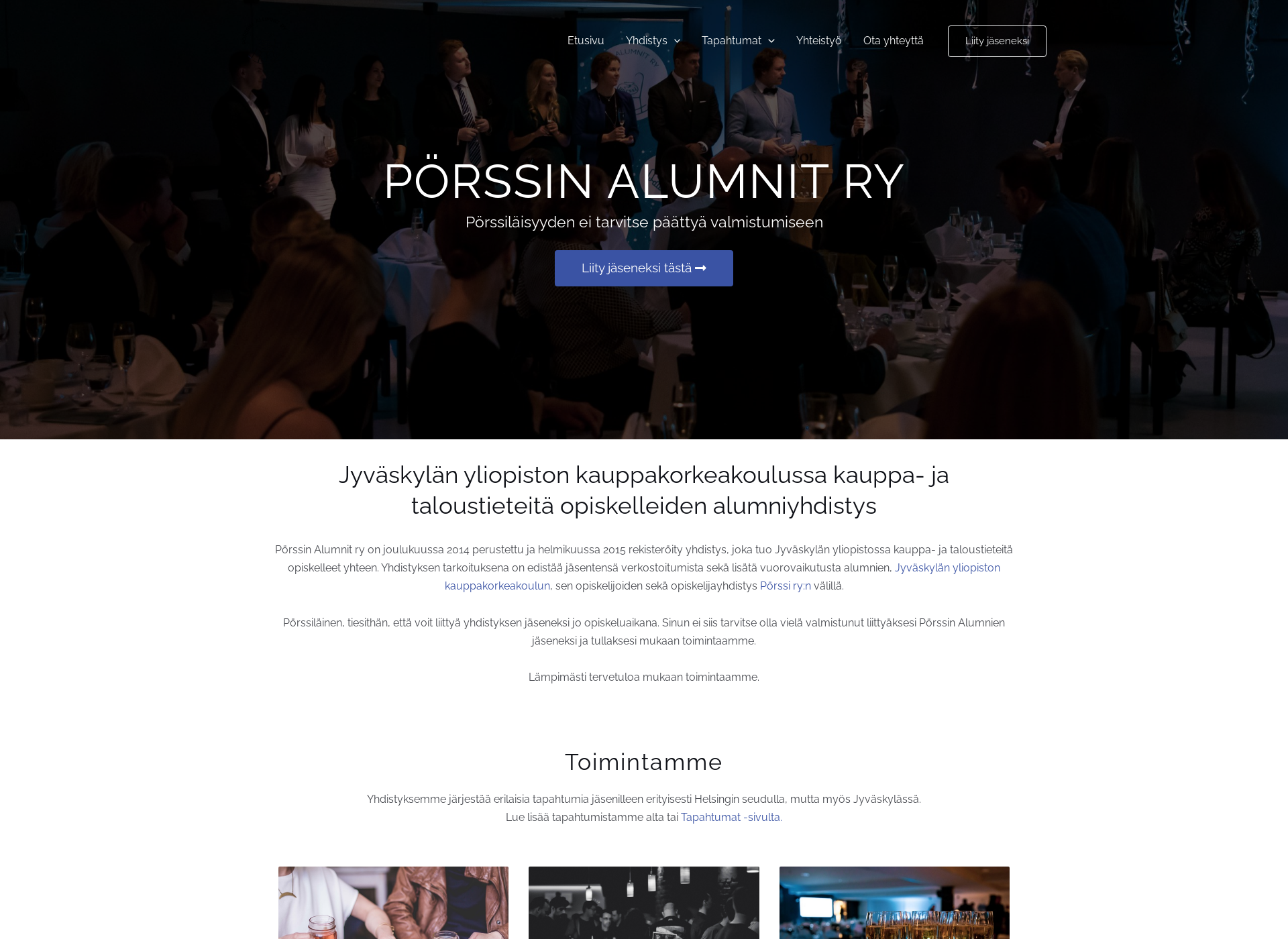 Skärmdump för porssinalumnit.fi
