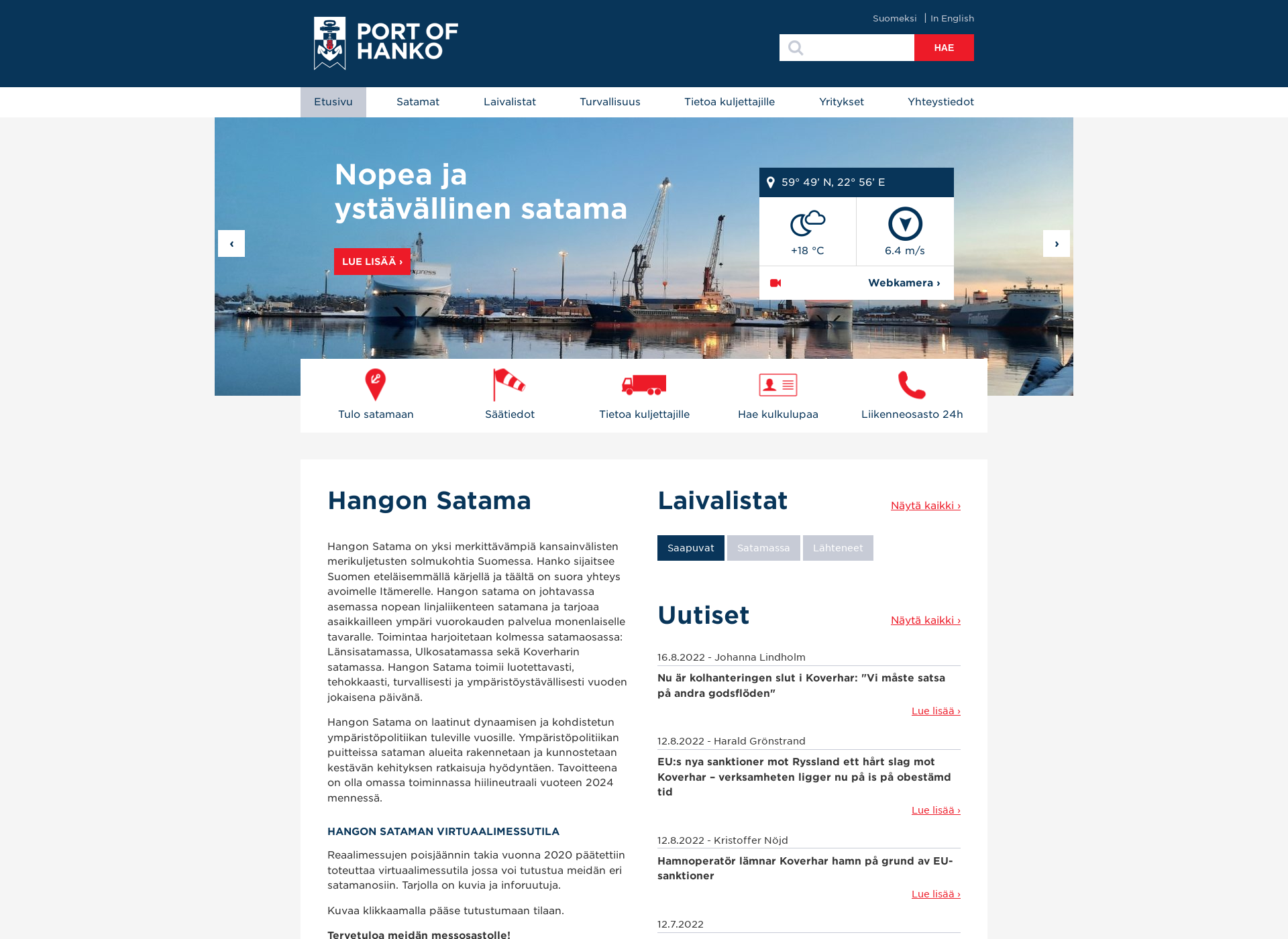 Screenshot for portofhanko.fi