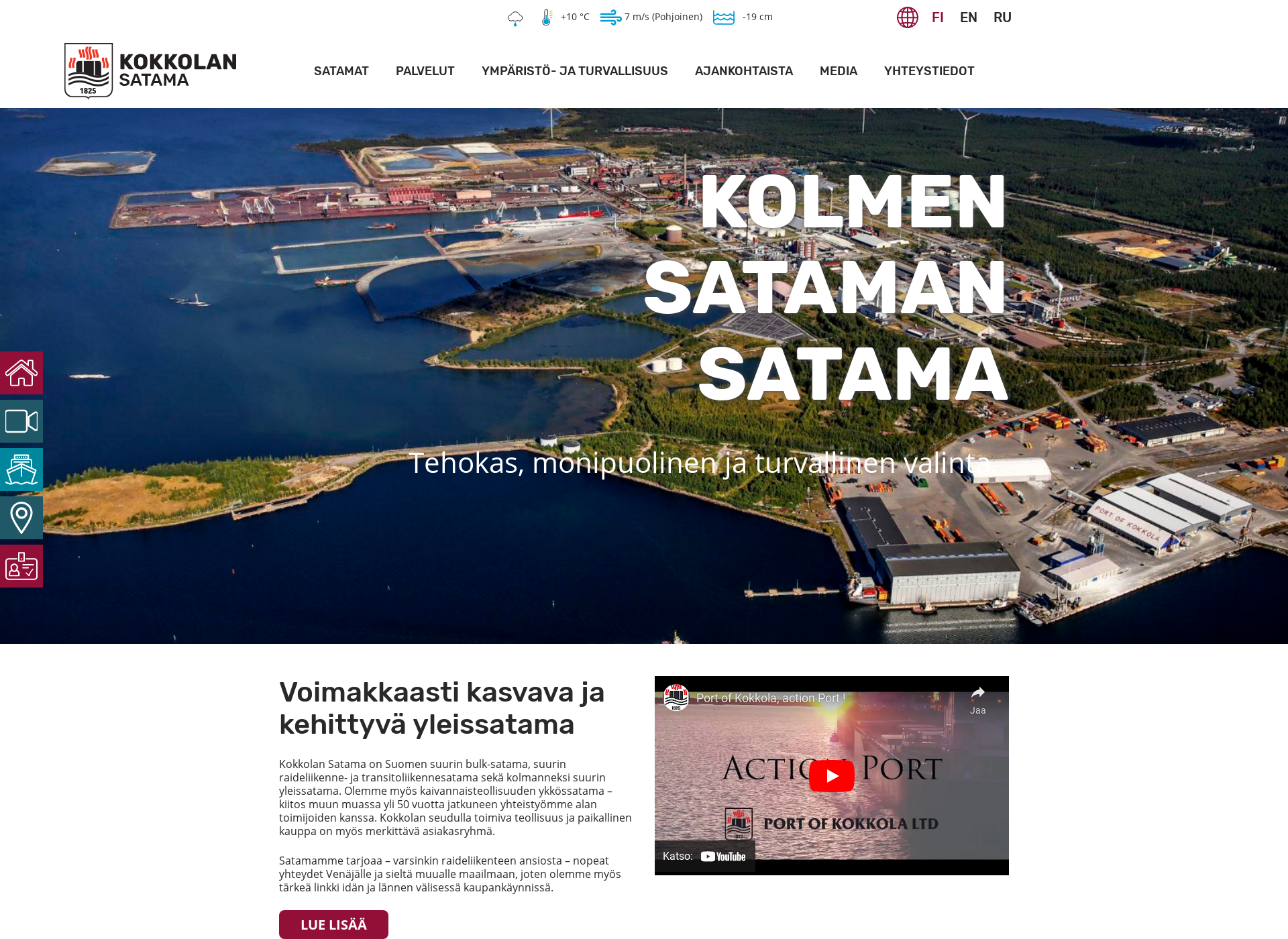 Skärmdump för portofkokkola.fi