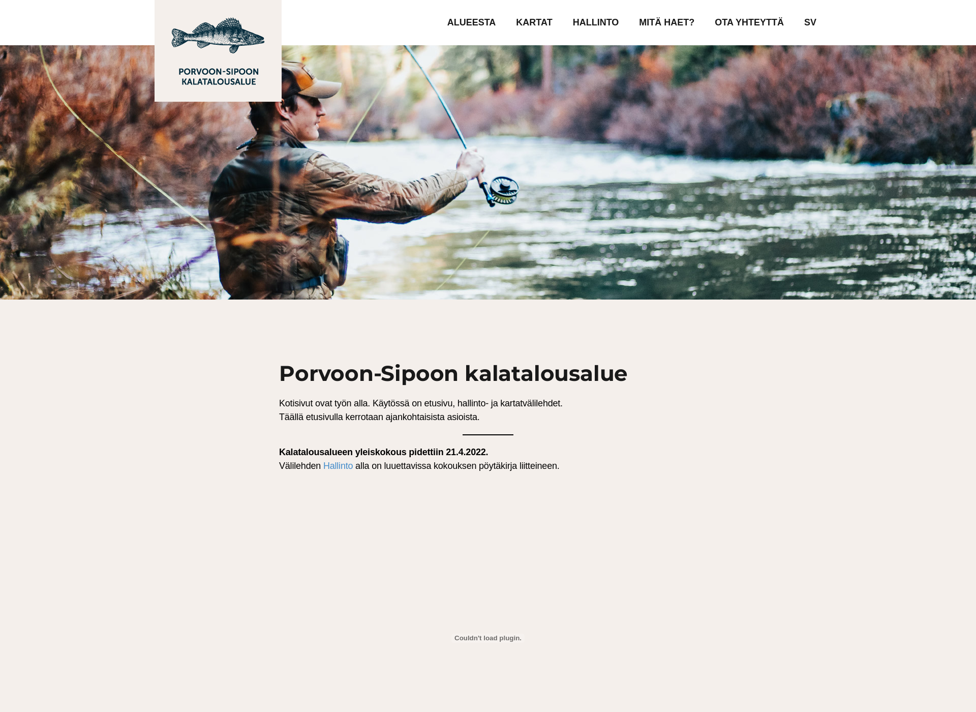 Skärmdump för porvoon-sipoonkalatalousalue.fi