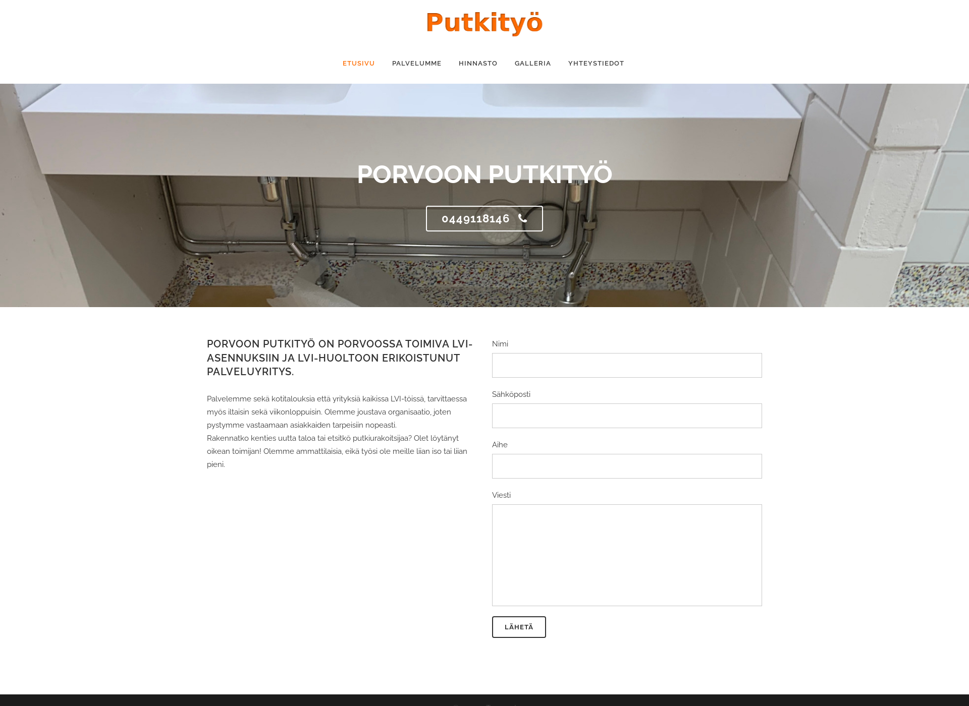 Skärmdump för porvoonputkityo.fi