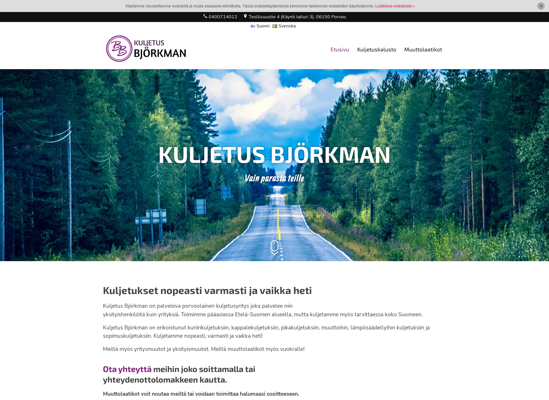 Skärmdump för porvoontaksipalvelu.fi