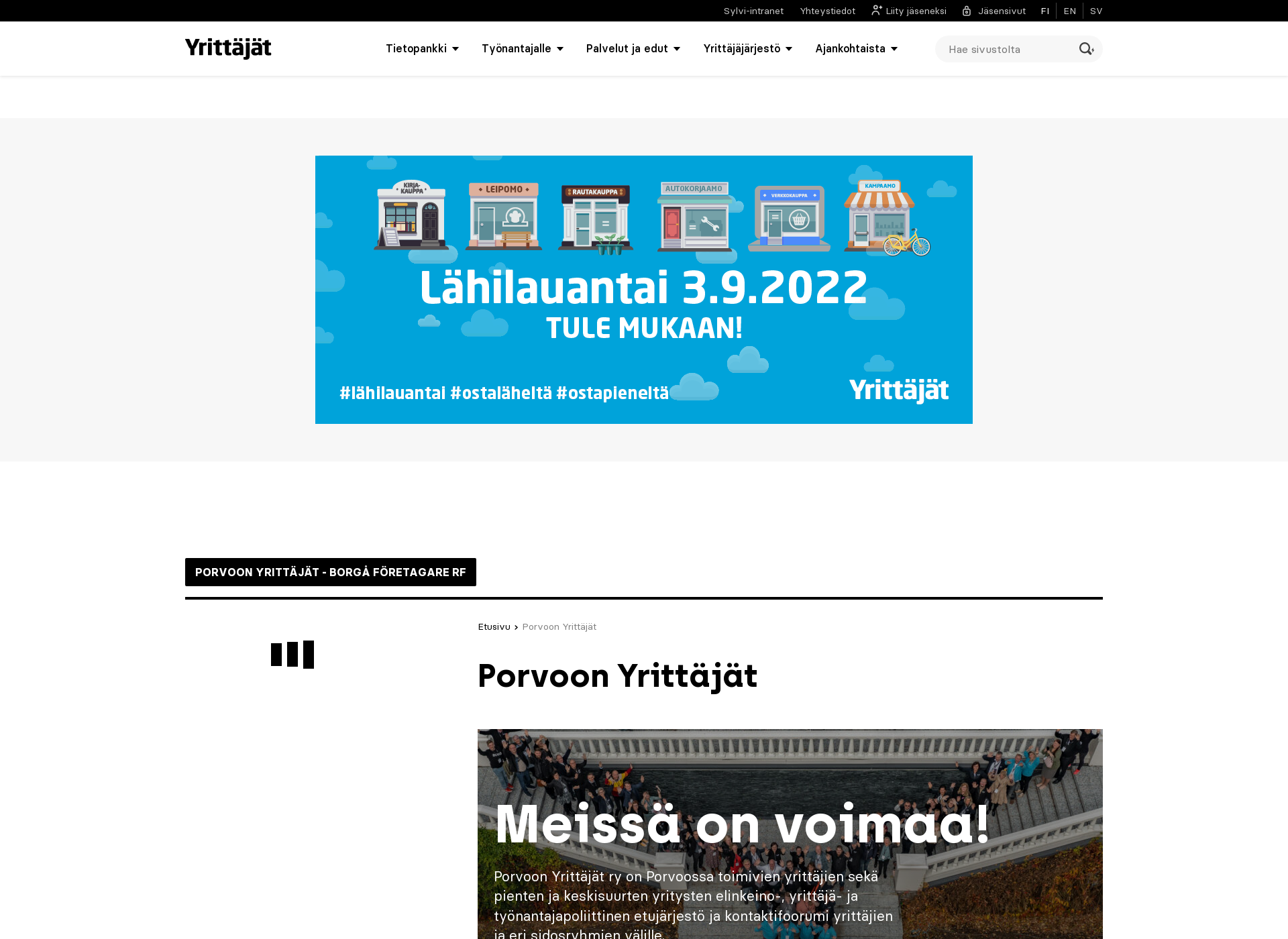 Screenshot for porvoonyrittajat.fi