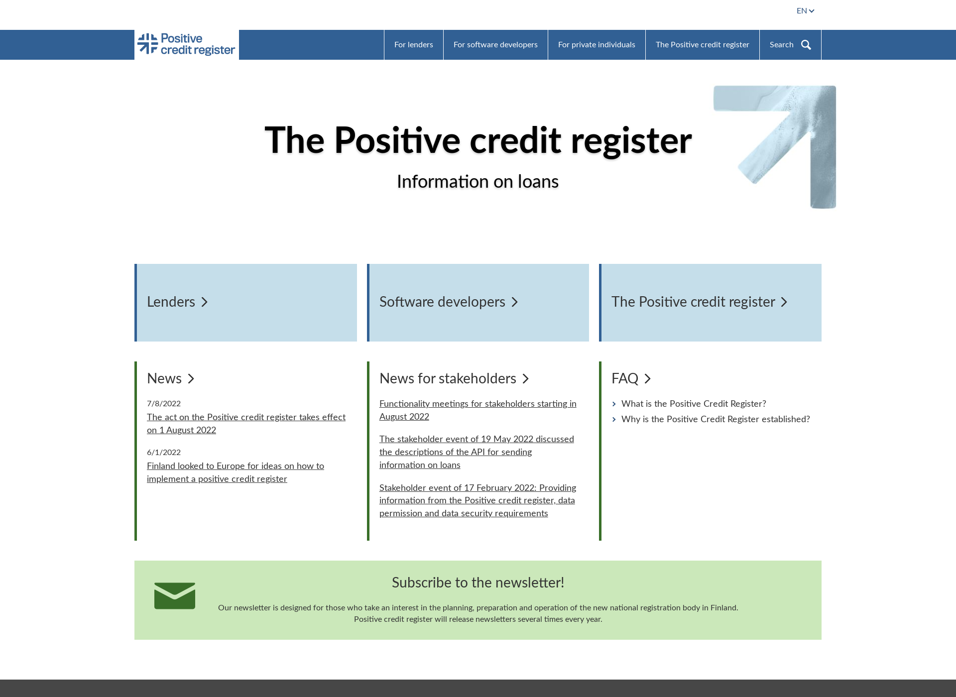 Screenshot for positivecreditregister.fi