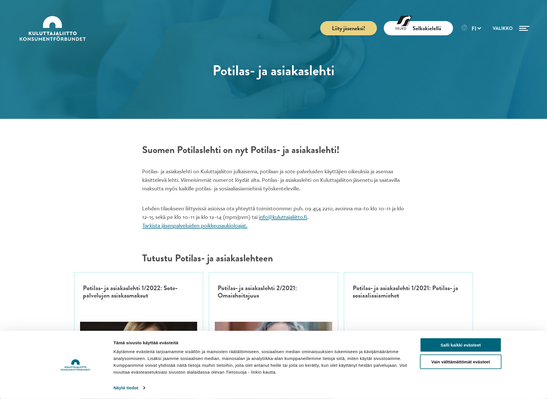 Screenshot for potilaslehti.fi