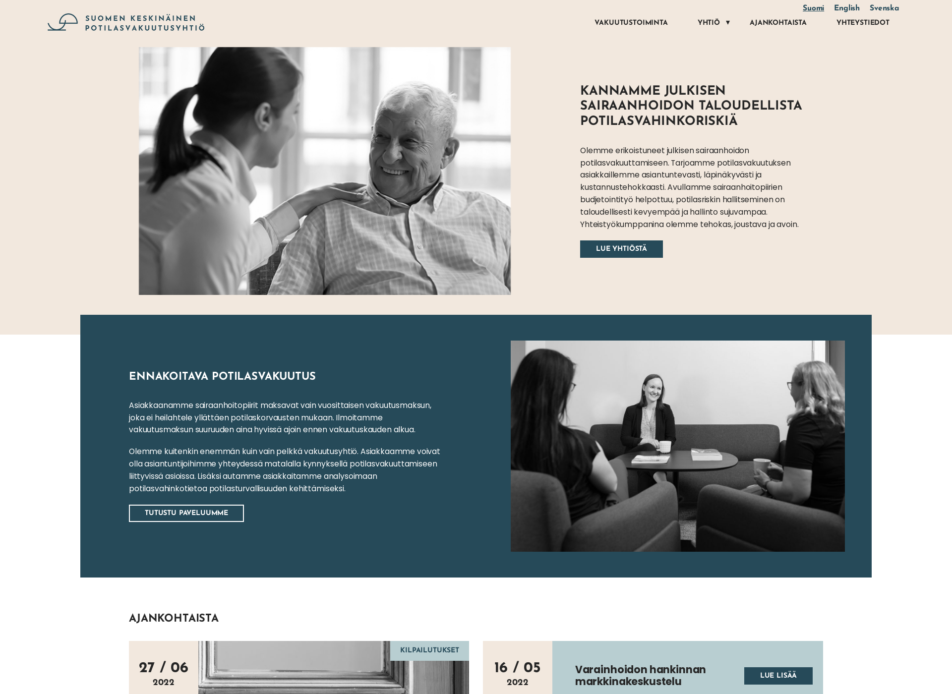 Screenshot for potilasvakuutusyhtiö.fi