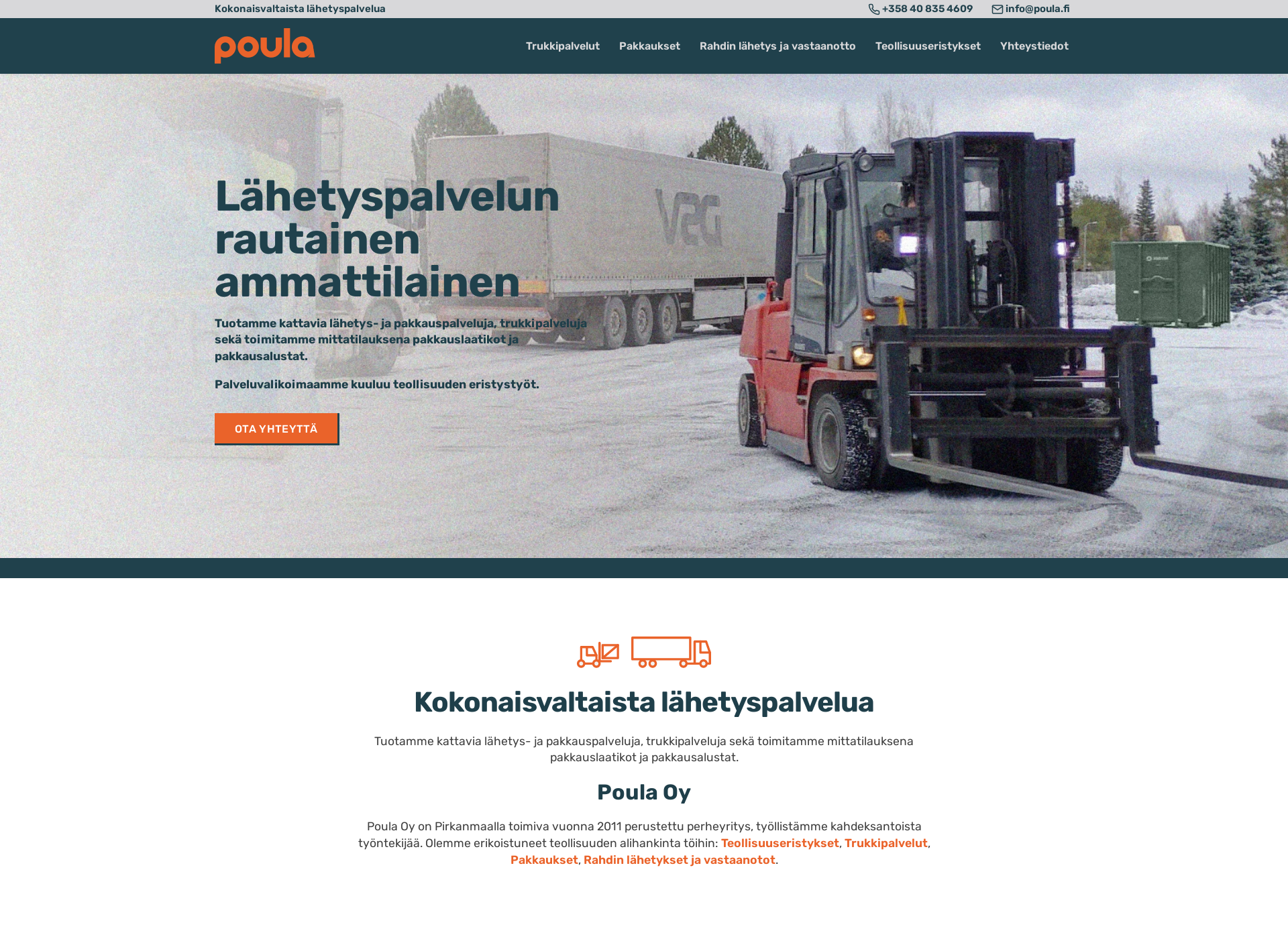 Skärmdump för poula.fi