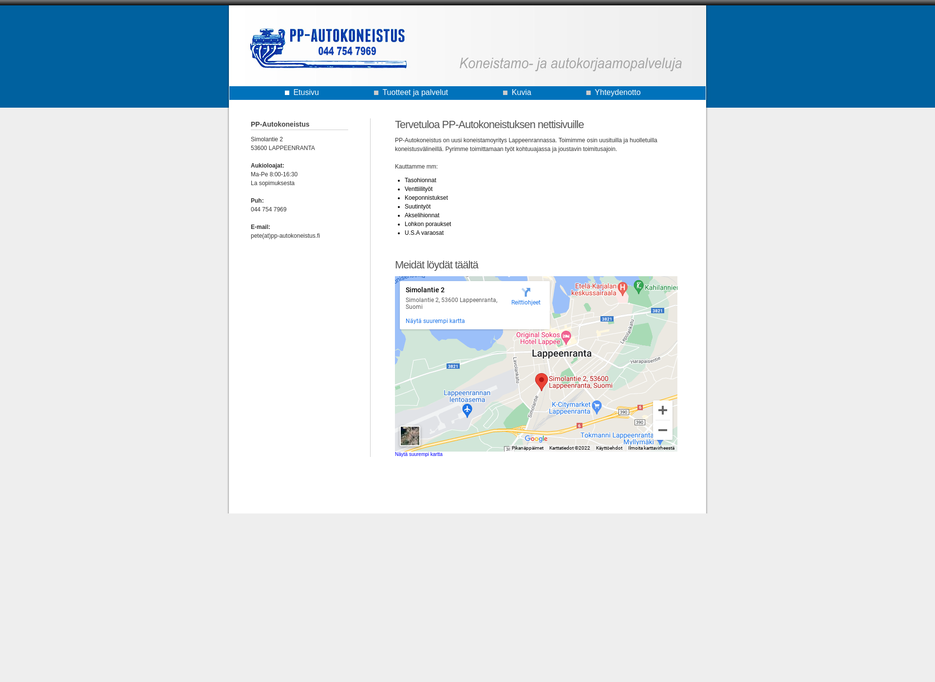 Screenshot for pp-autokoneistus.fi