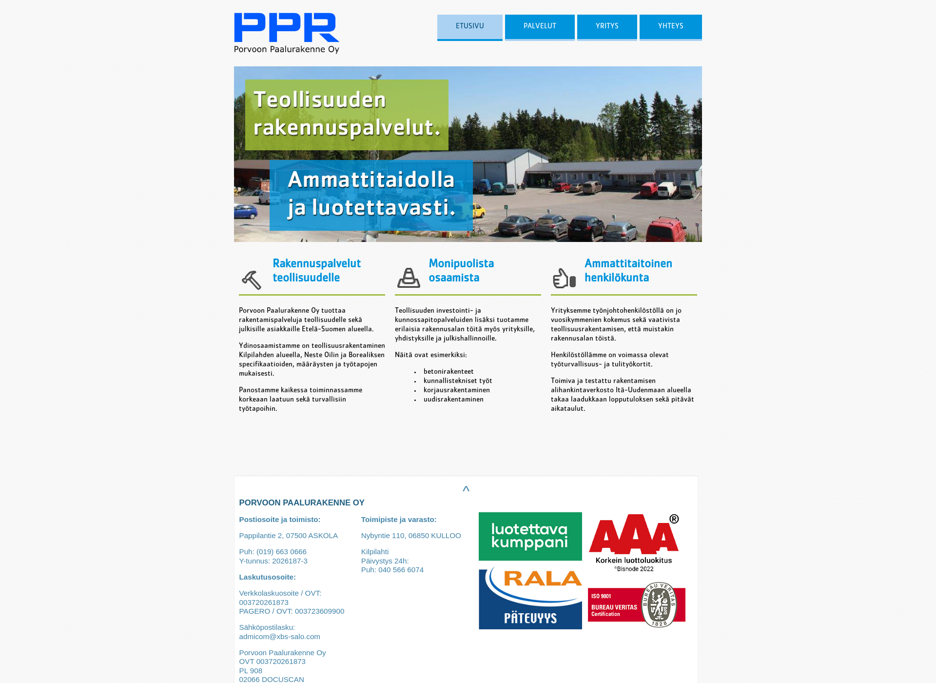 Skärmdump för ppr.fi