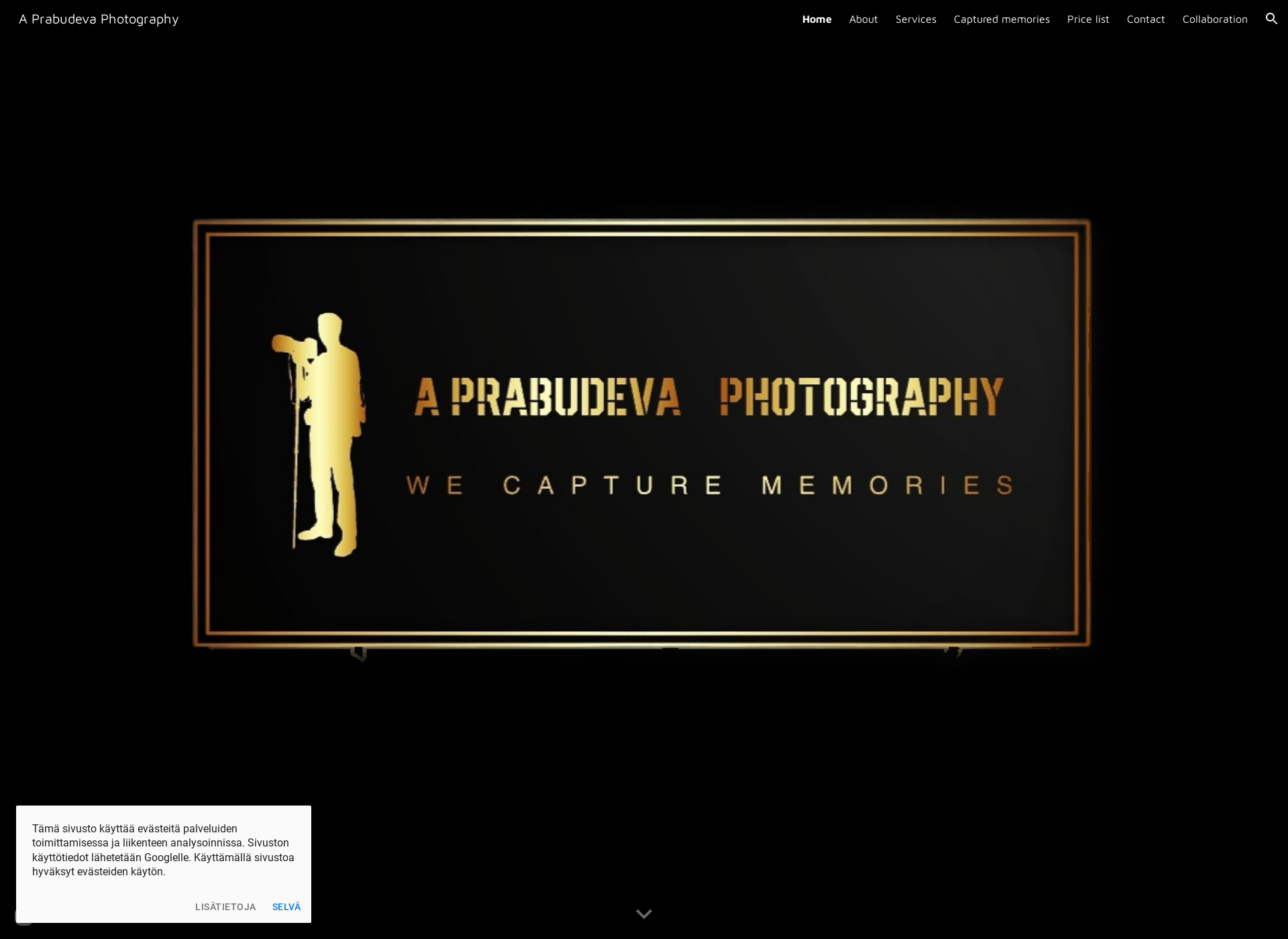 Skärmdump för prabudevaphotography.fi