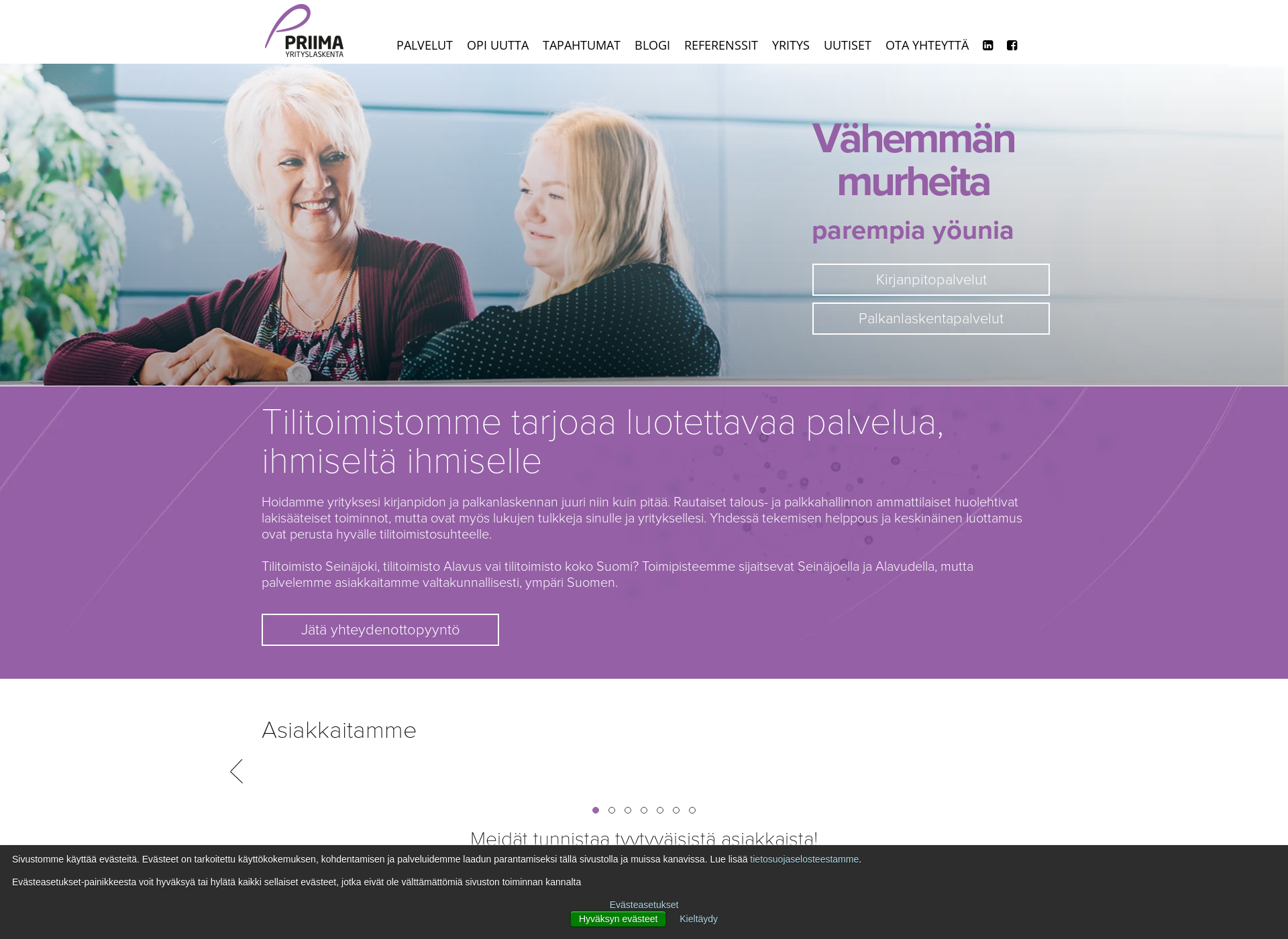 Skärmdump för priimalaskenta.fi