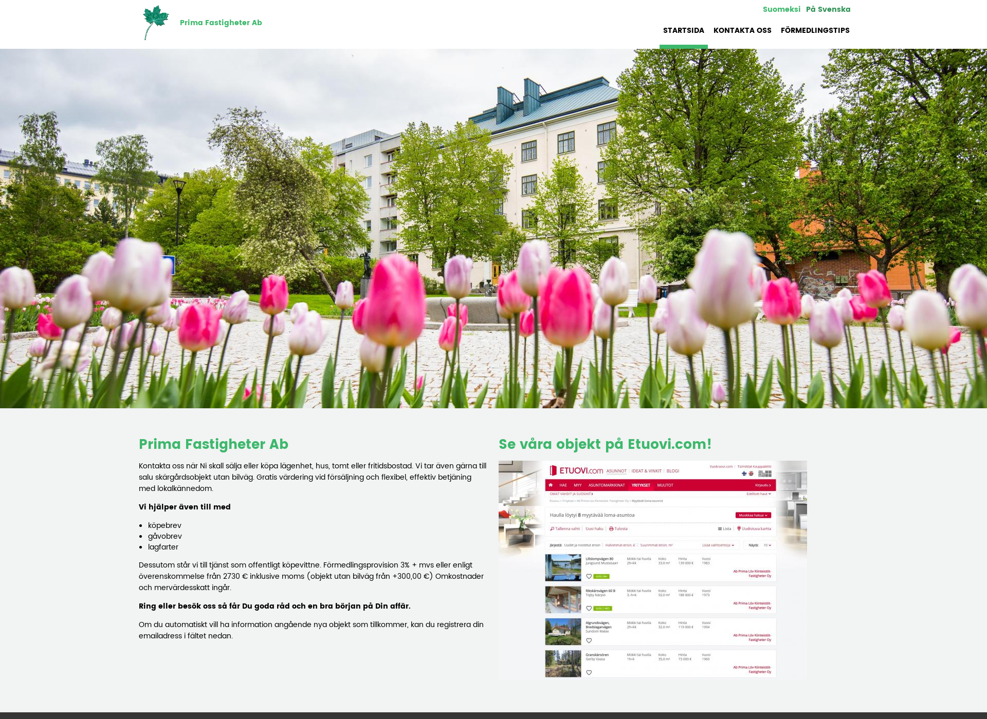 Screenshot for primafastigheter.fi