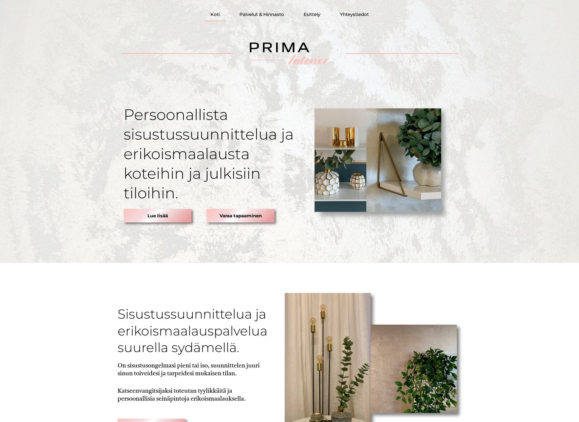 Skärmdump för primainterior.fi