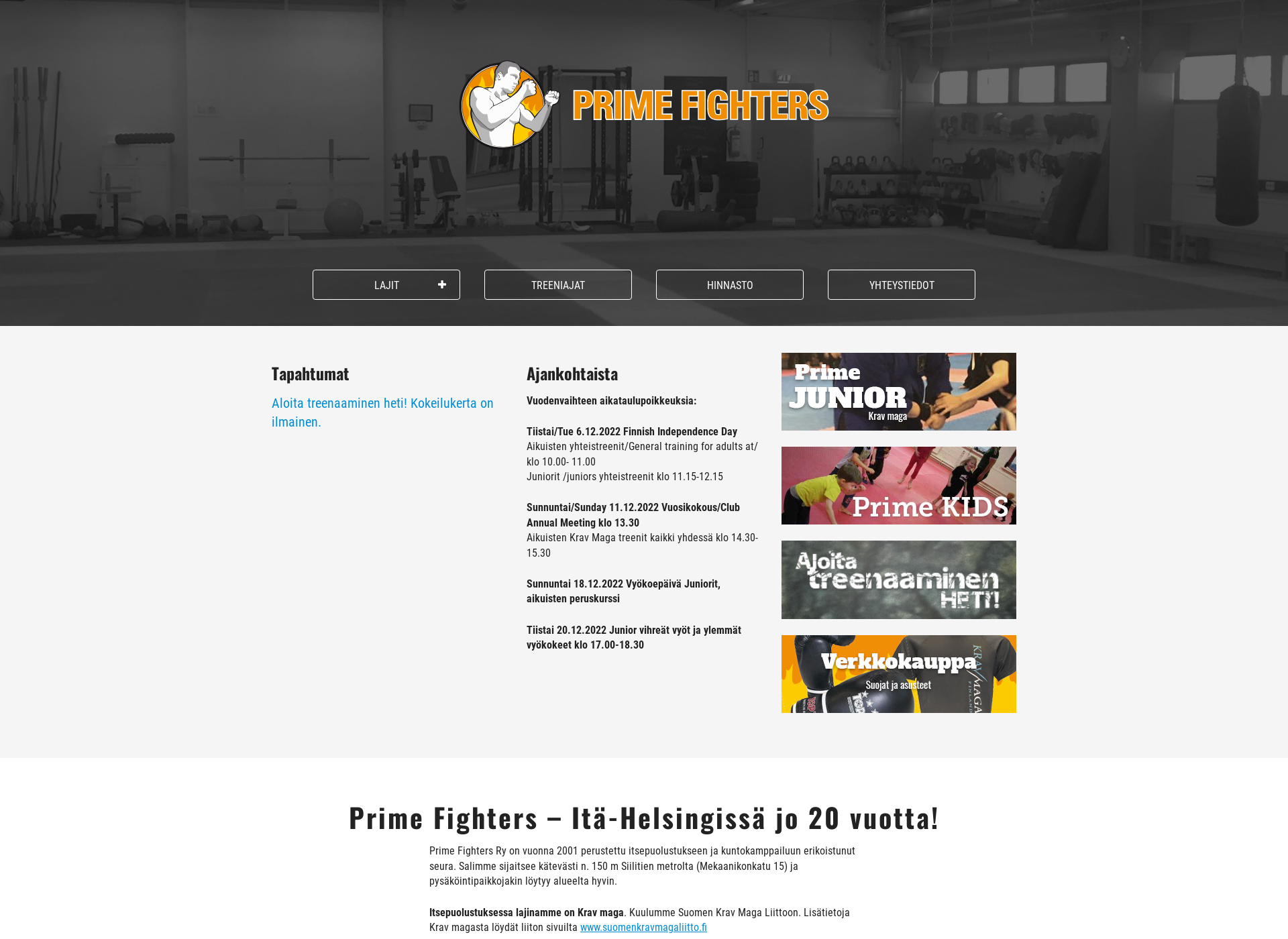 Skärmdump för primefighters.fi
