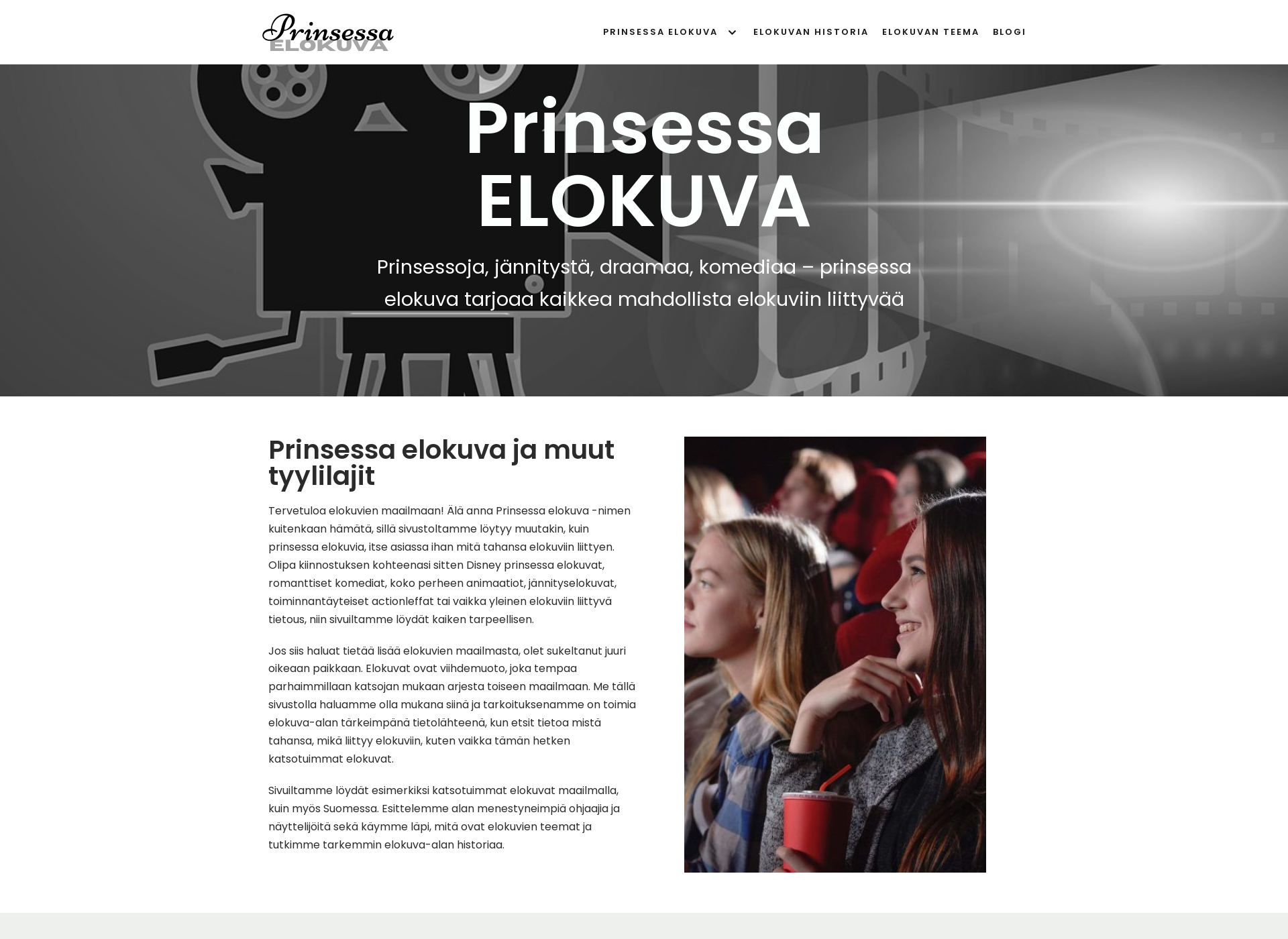 Skärmdump för prinsessaelokuva.fi