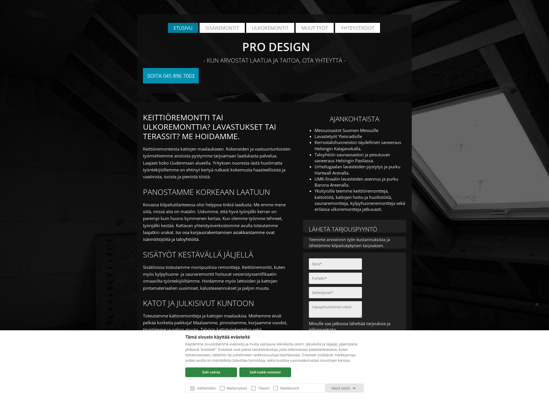 Screenshot for pro-design.fi