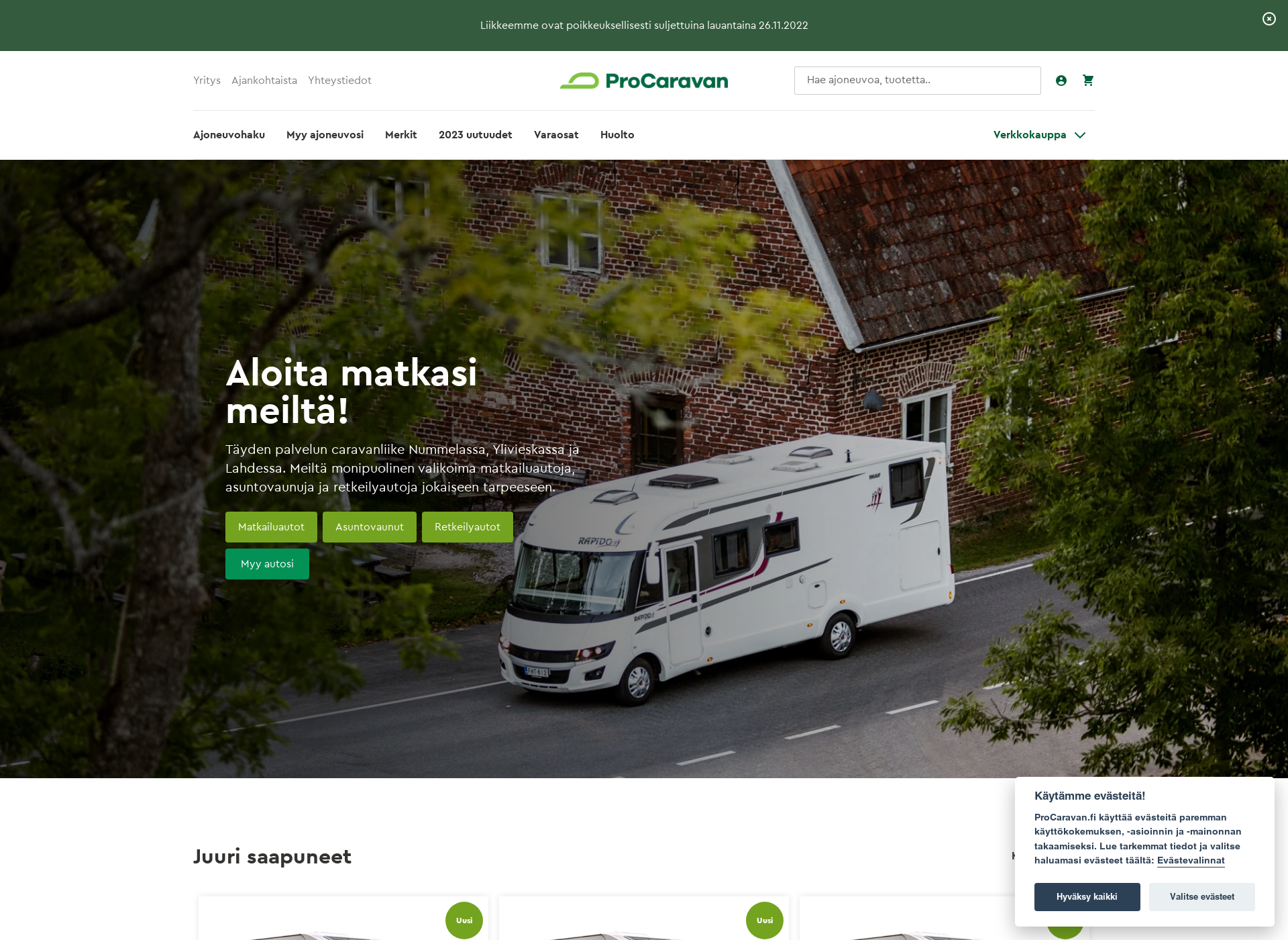 Skärmdump för procaravan.fi