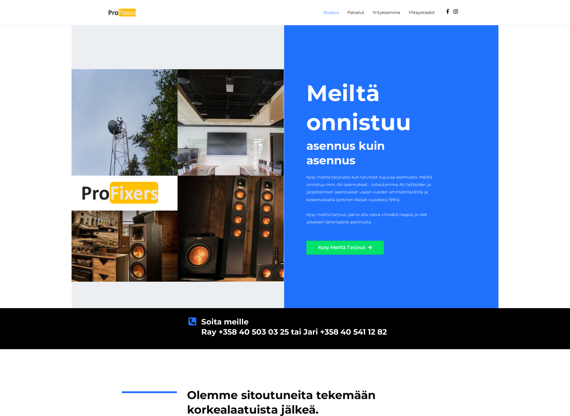 Skärmdump för profixers.fi
