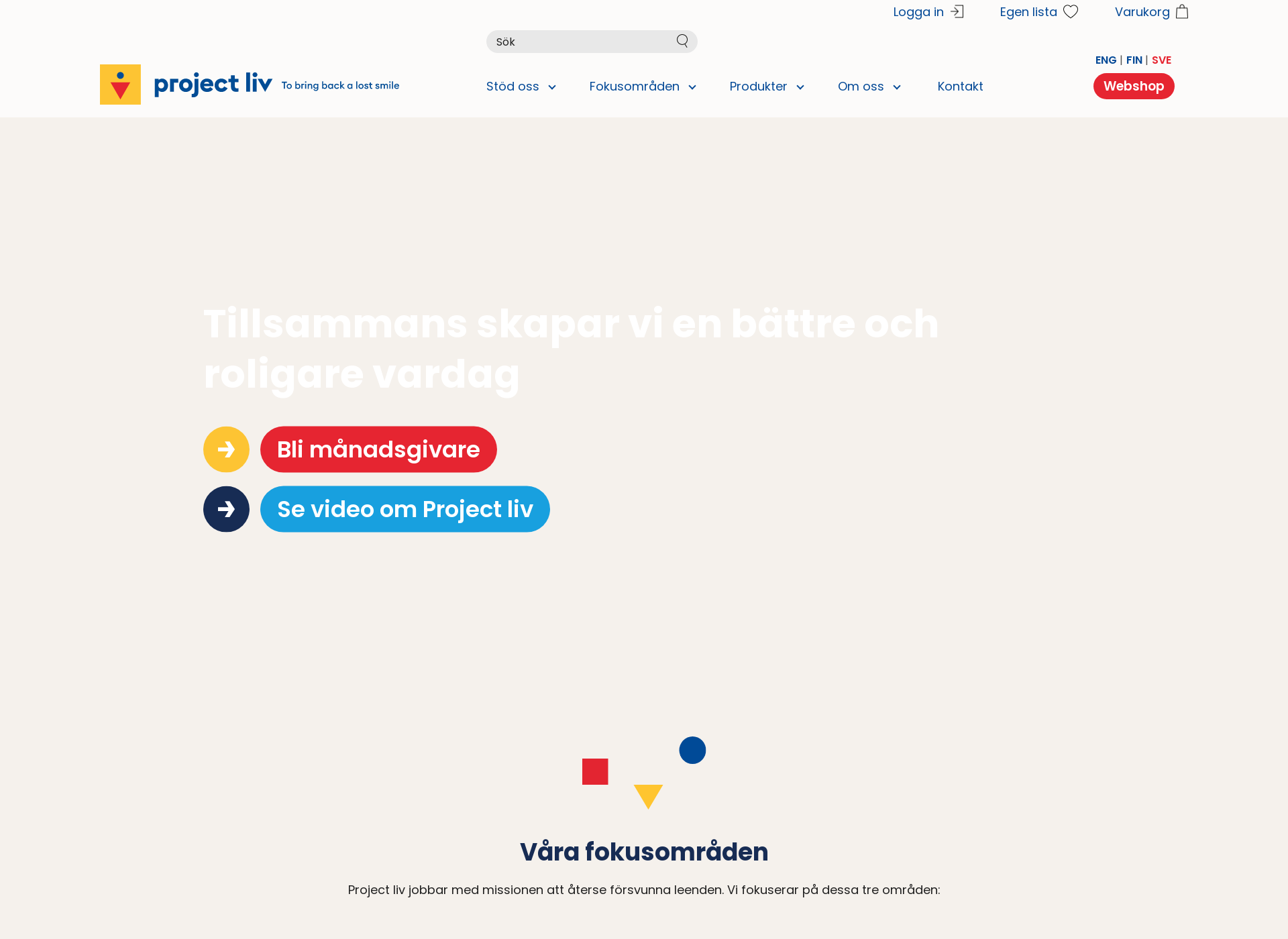 Skärmdump för projectliv.fi