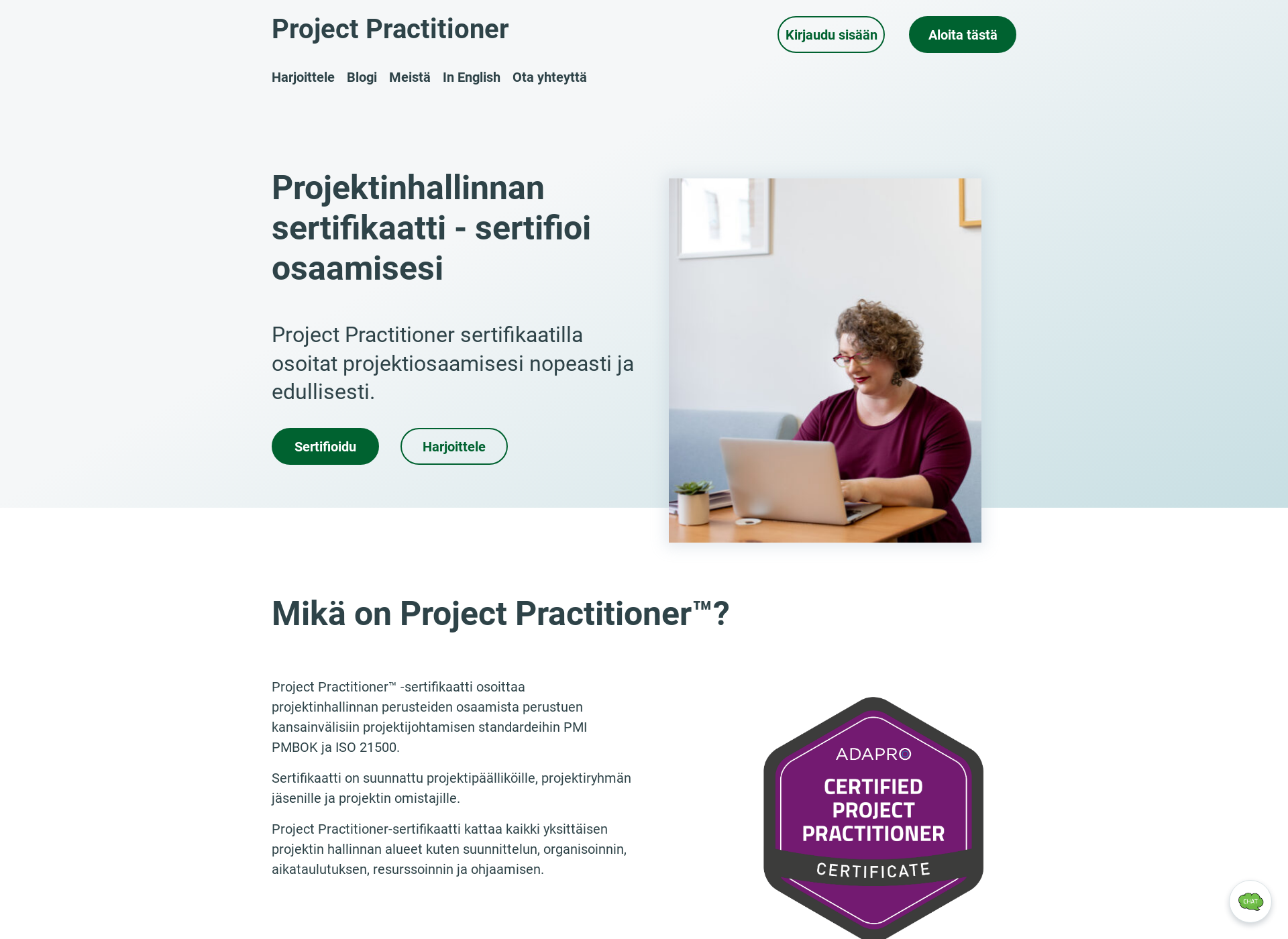 Skärmdump för projektipassi.fi