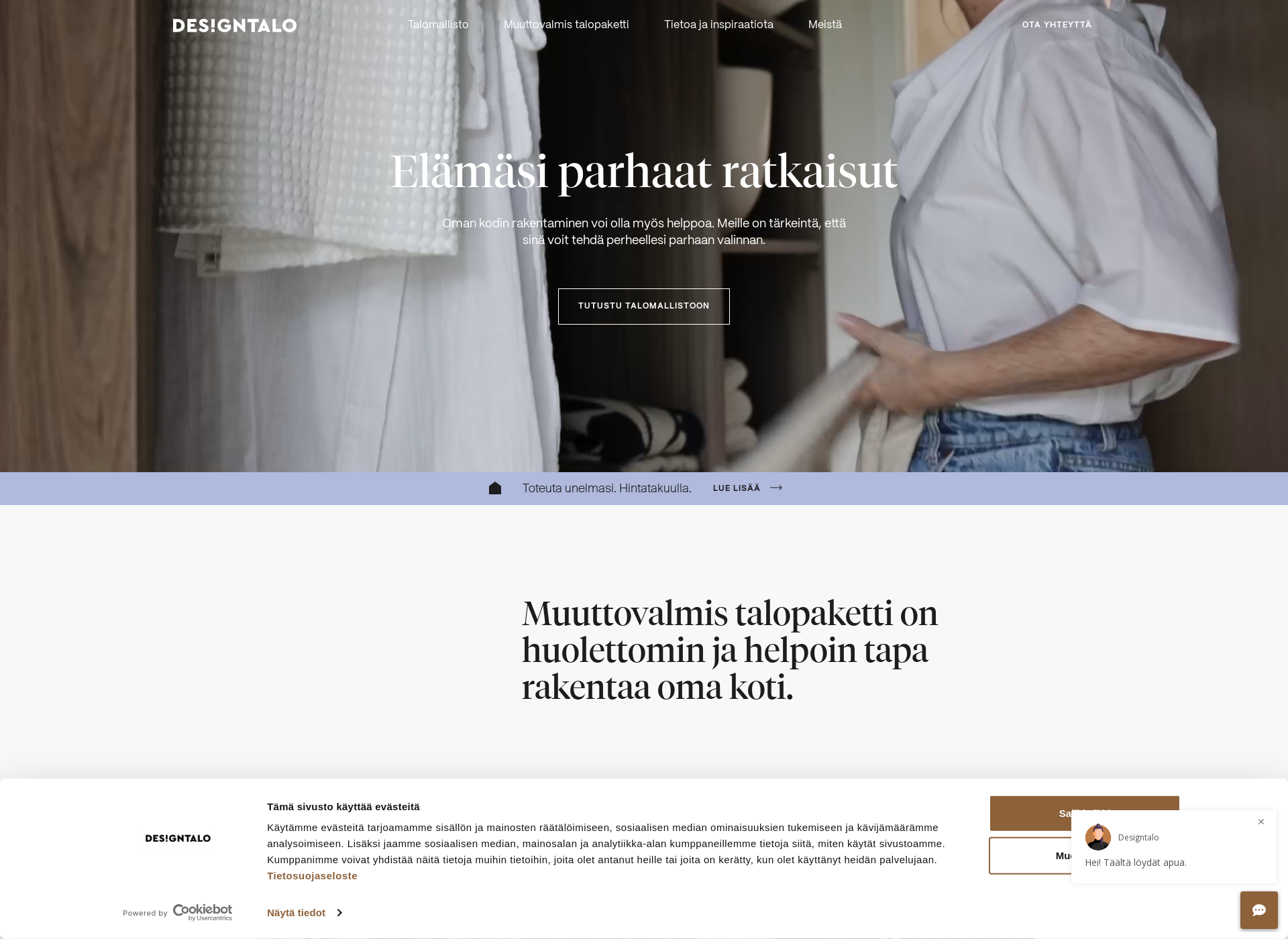 Skärmdump för projektirakentaminen.fi