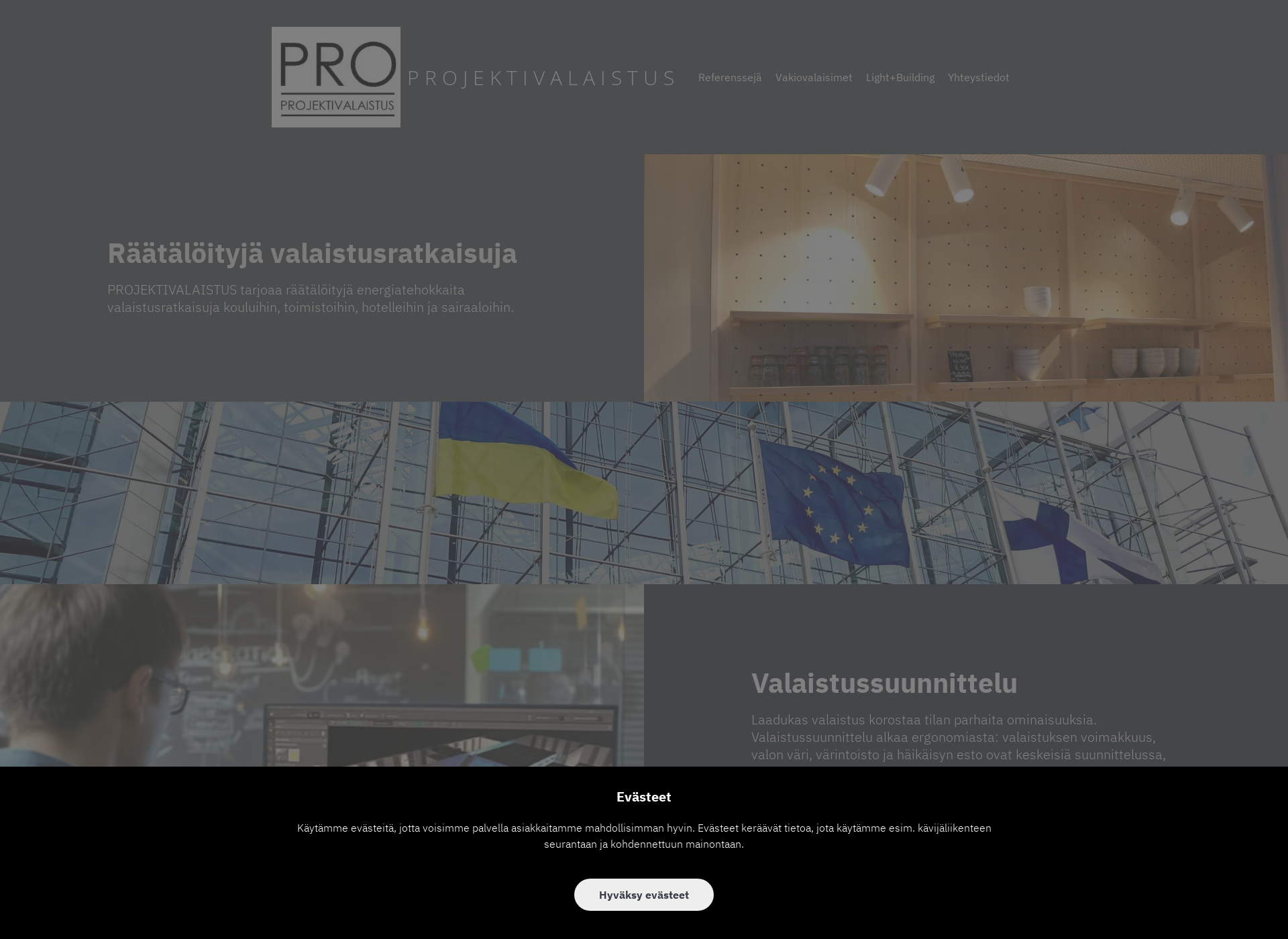 Skärmdump för projektivalaistus.fi