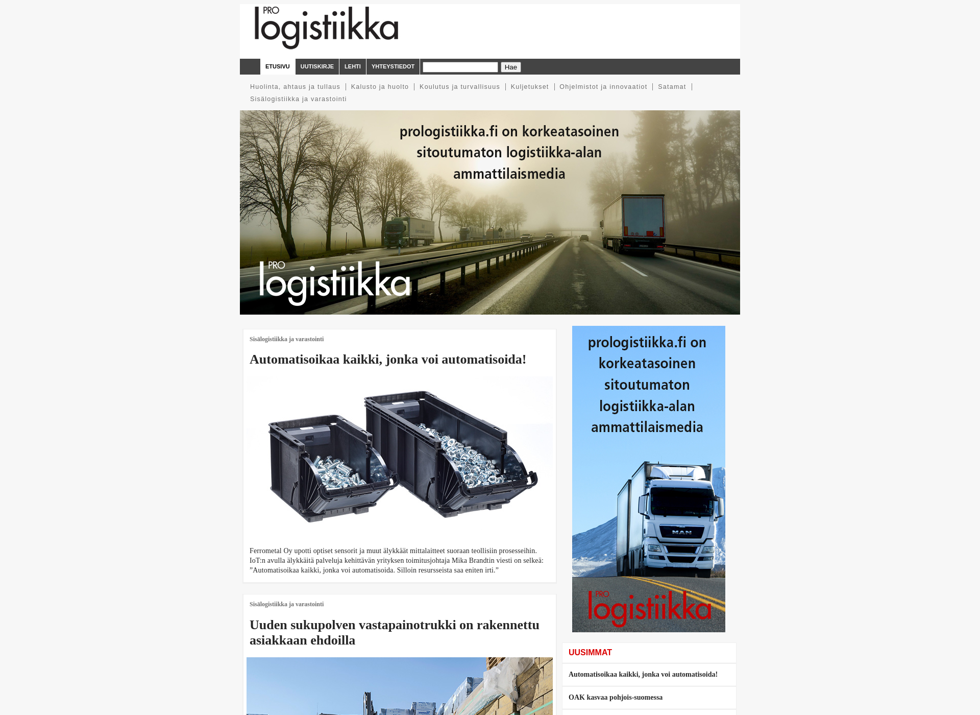 Screenshot for prologistiikka.fi