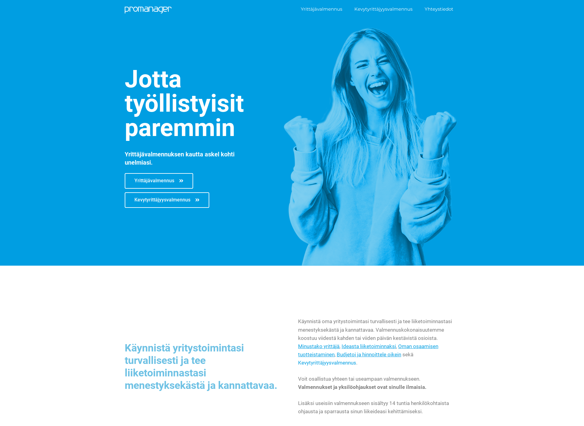 Skärmdump för promanager.fi