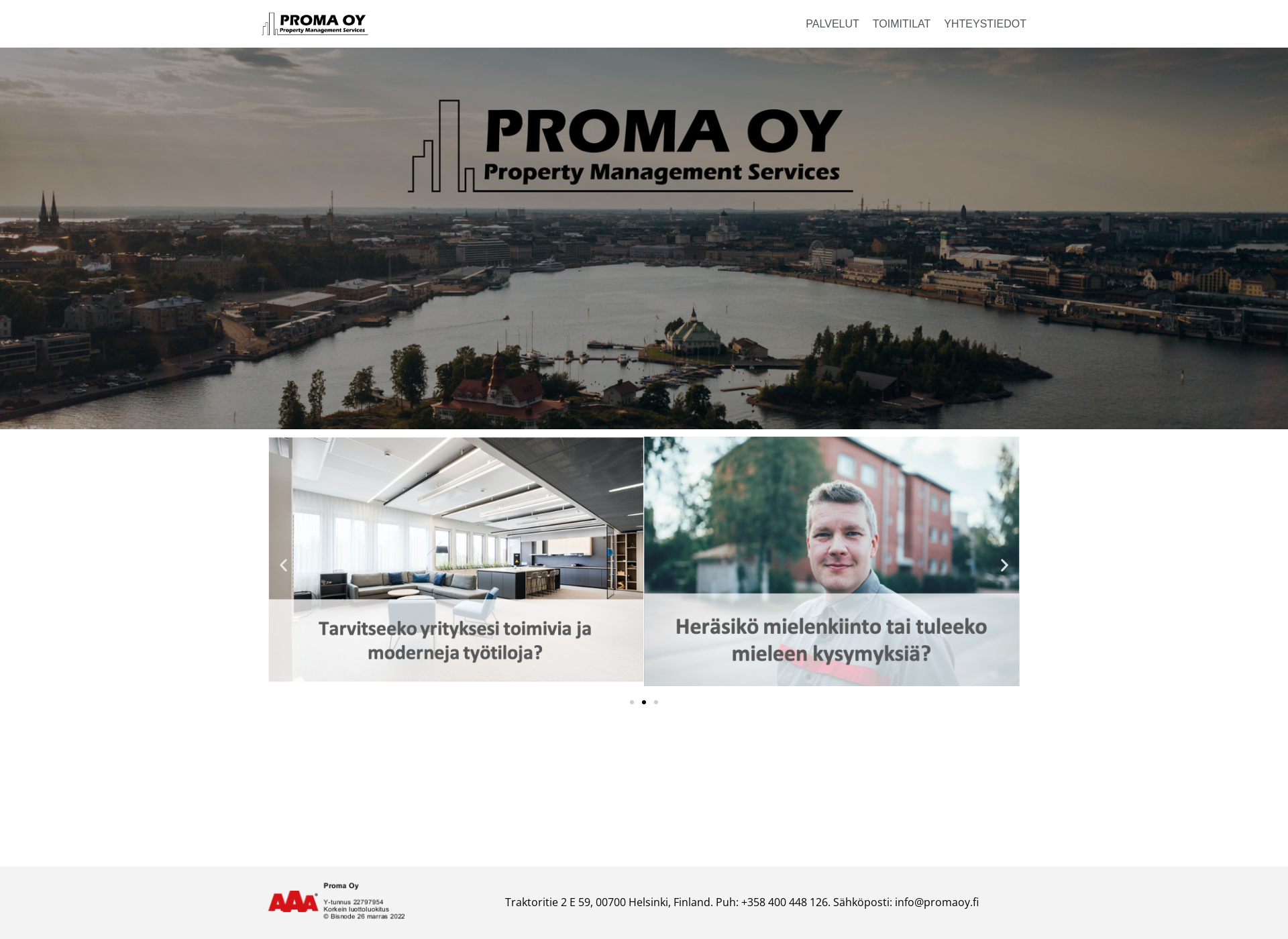 Skärmdump för promaoy.fi