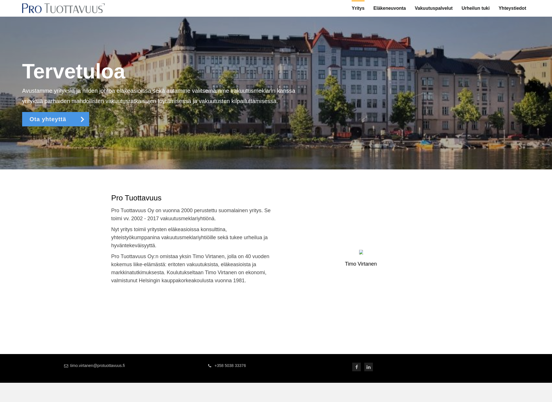 Skärmdump för protuottavuus.fi