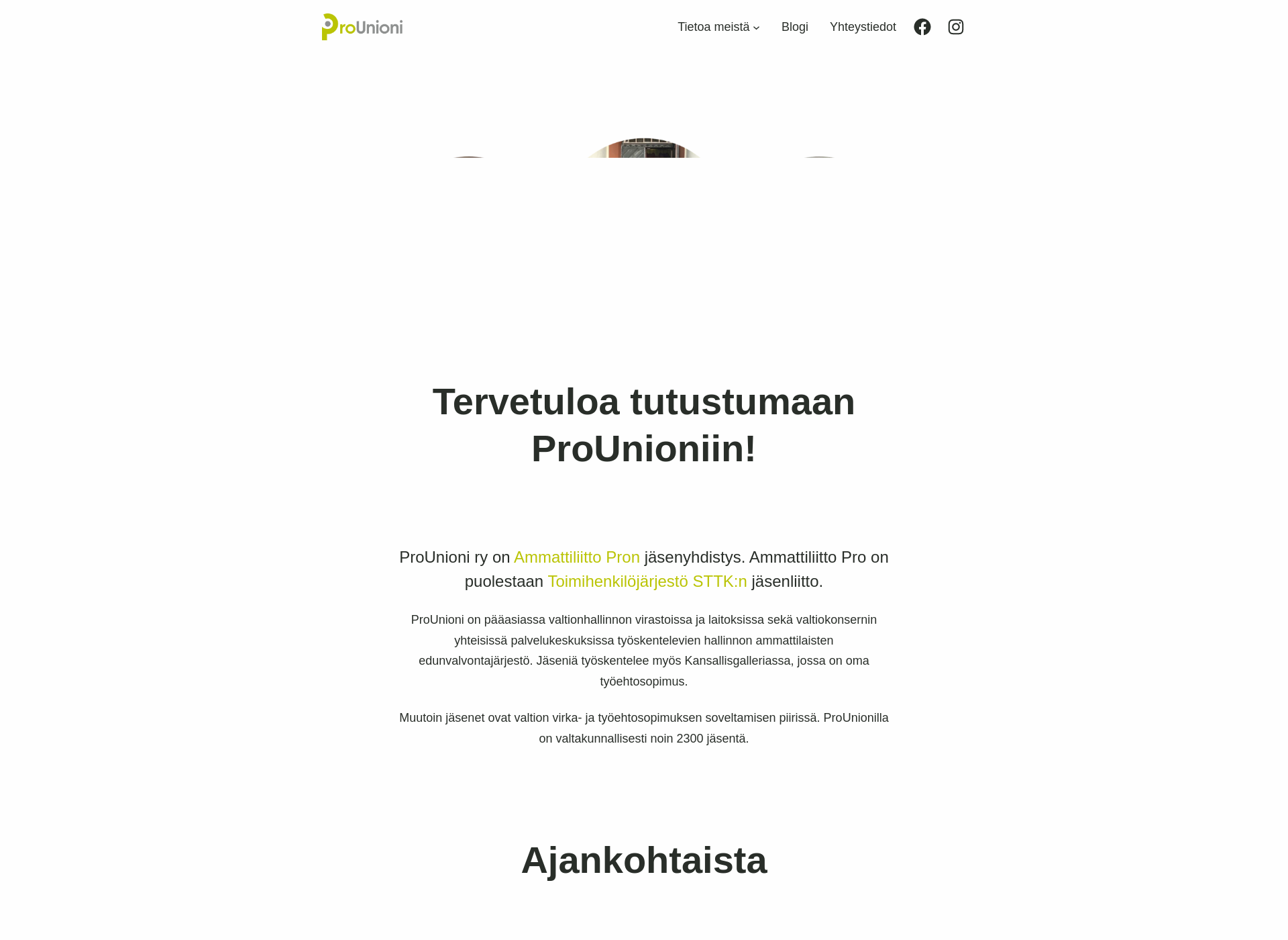 Skärmdump för prounioni.fi
